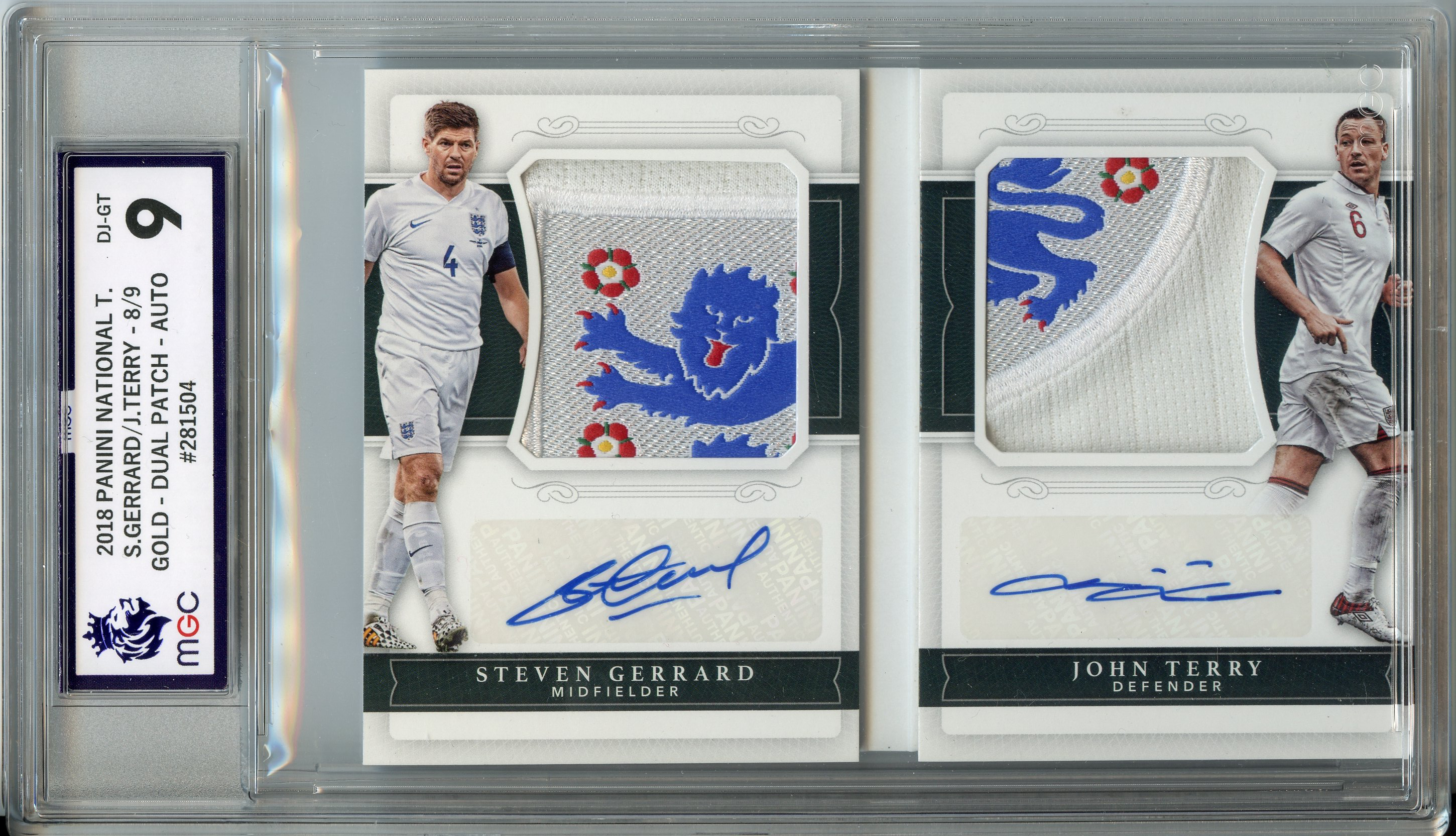 MGC 9 2018 PANINI NATIONAL T. - S.GERRARD/J.TERRY - 8/9 - GOLD - DUAL PATCH - AUTO