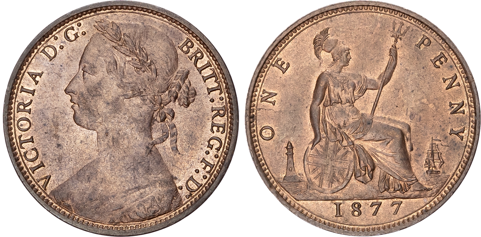 Victoria (1837-1901), Bronze Penny, 1877