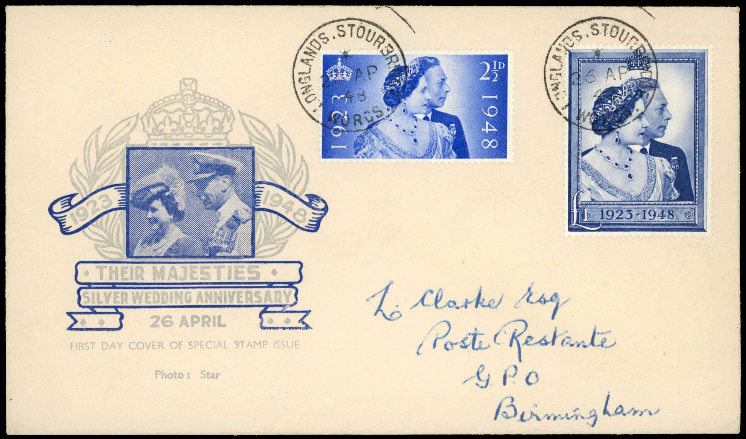 1948 (26 Apr) Royal Silver Wedding 2½d and...