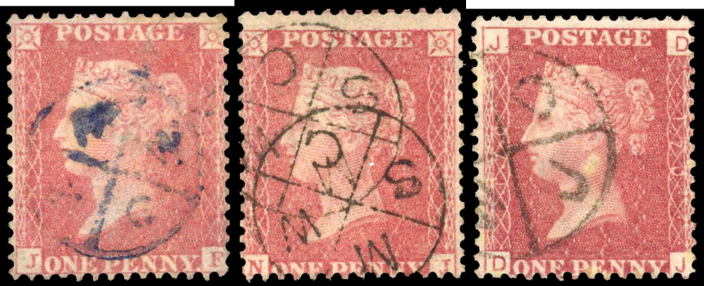 1857-79 1d Rose-red issues (SG 40x2 & SG43).