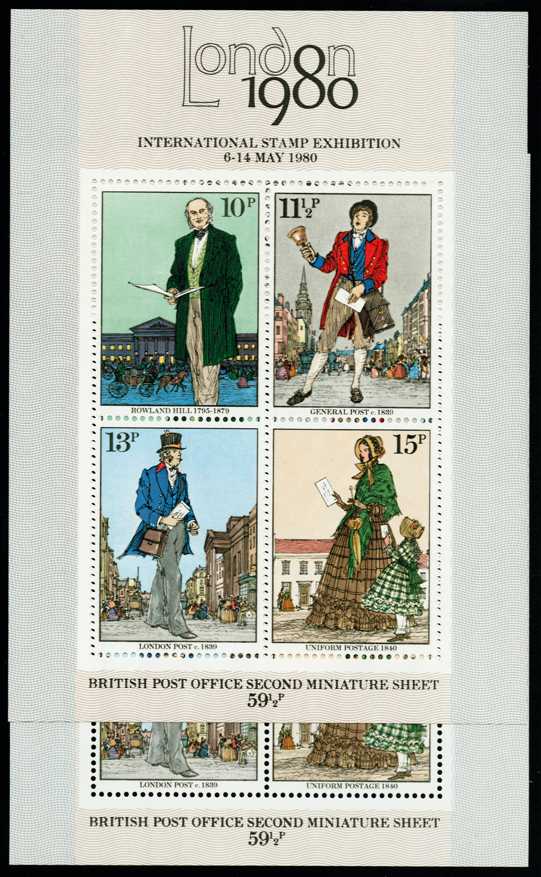 GB SGMS1099c 1979 Rowland Hill Miniature sheet. Gold omitted