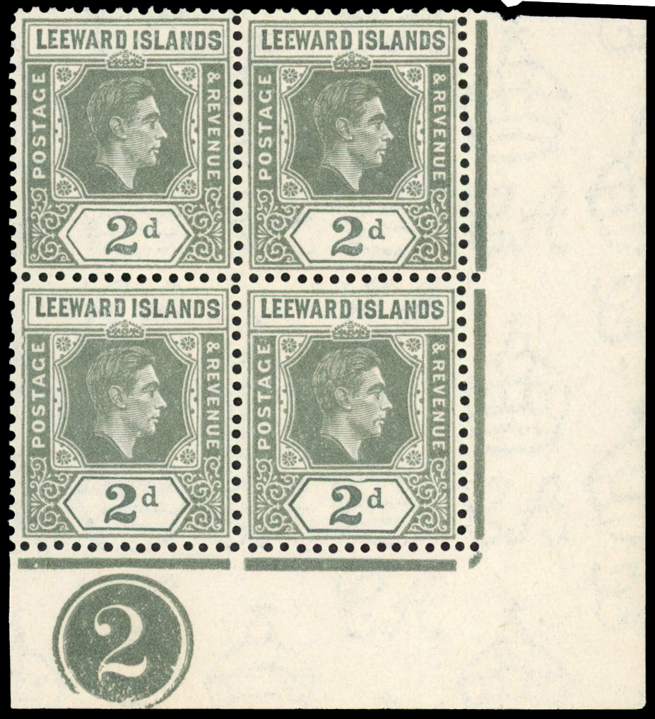 Leeward Islands SG 103a Plate block mint