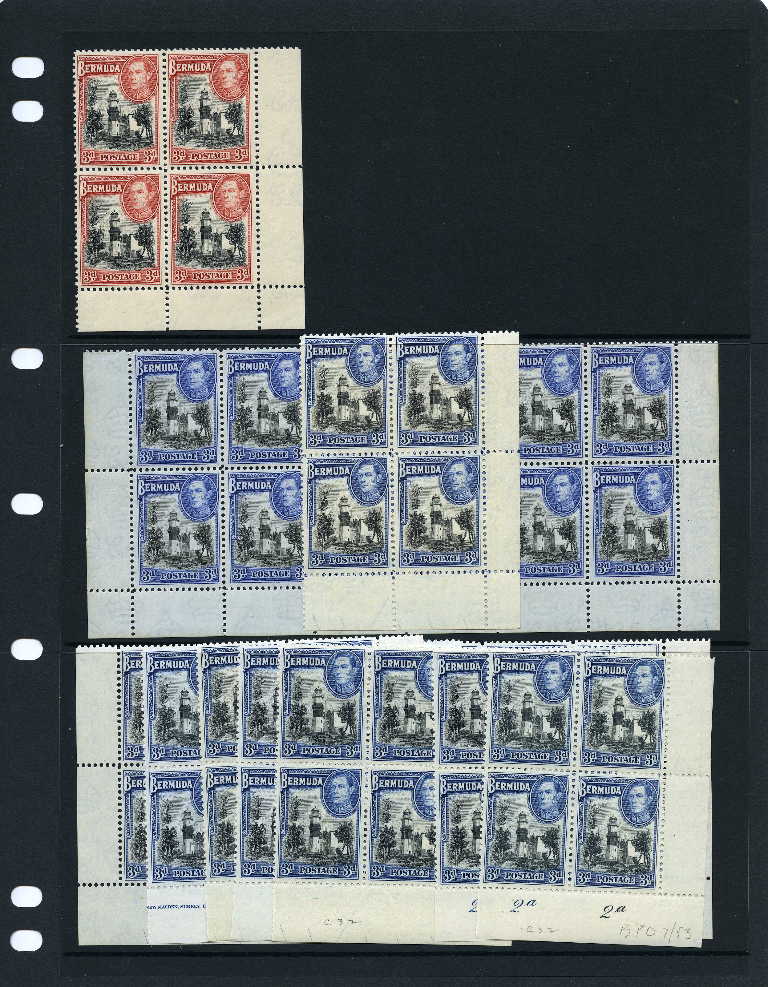 1938 first 3d Plate block (cream gum), and...