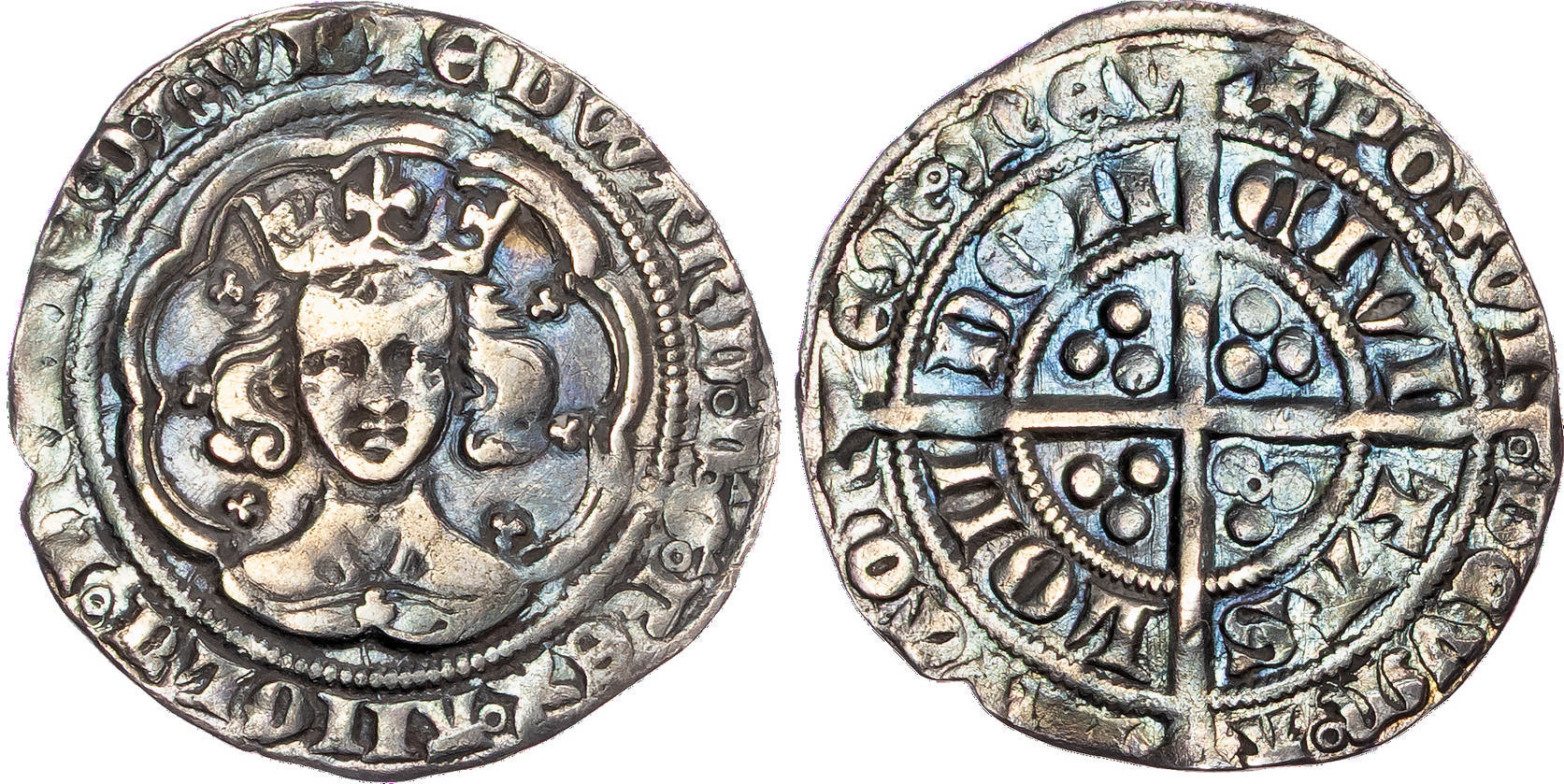 Edward III (1327-1377), AR Groat, Fourth Coinage, Pre-treaty period (1351-61), Tower (London) mint, mm. cross 3 (1365-61).