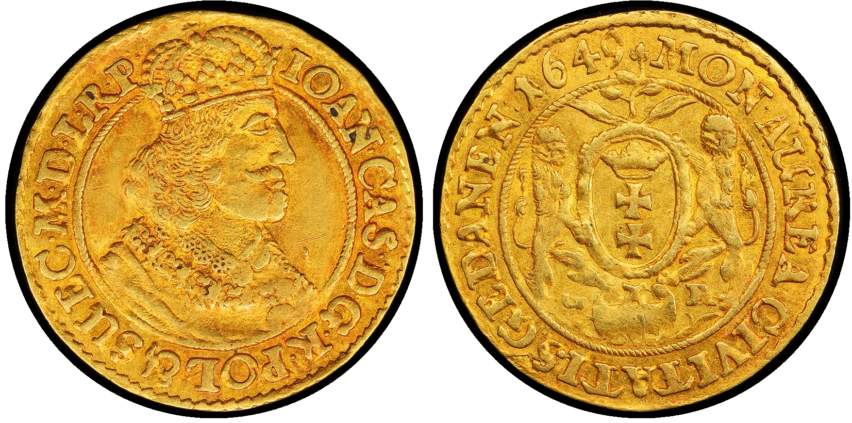 Poland, Danzig, John II Casimir (1649‑1668), gold Ducat, 1649 GR.