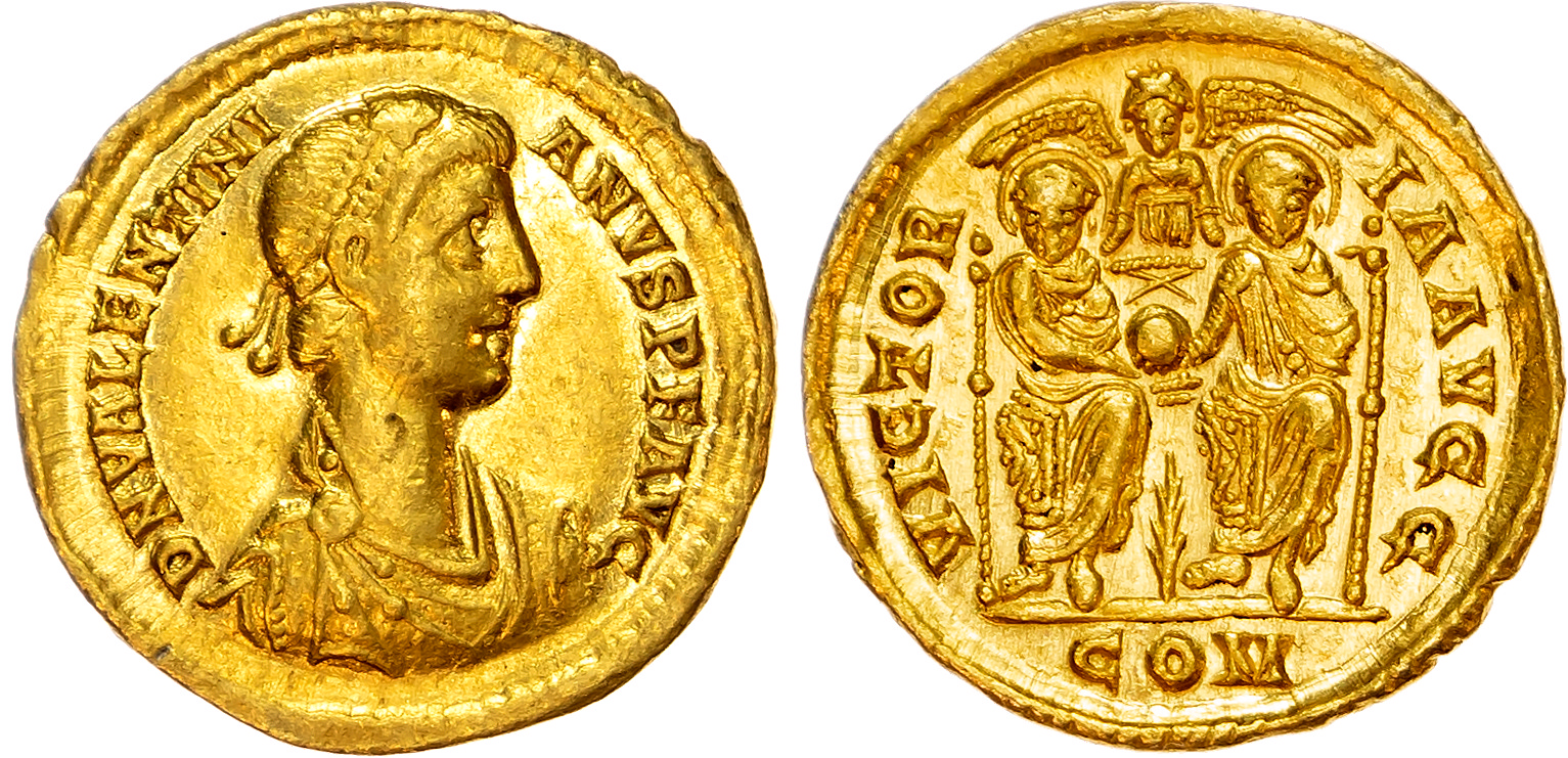 Valentinian II (AD 375-392) AV Solidus, Italian Mint or Thessalonica, AD 383, 4.45g. 