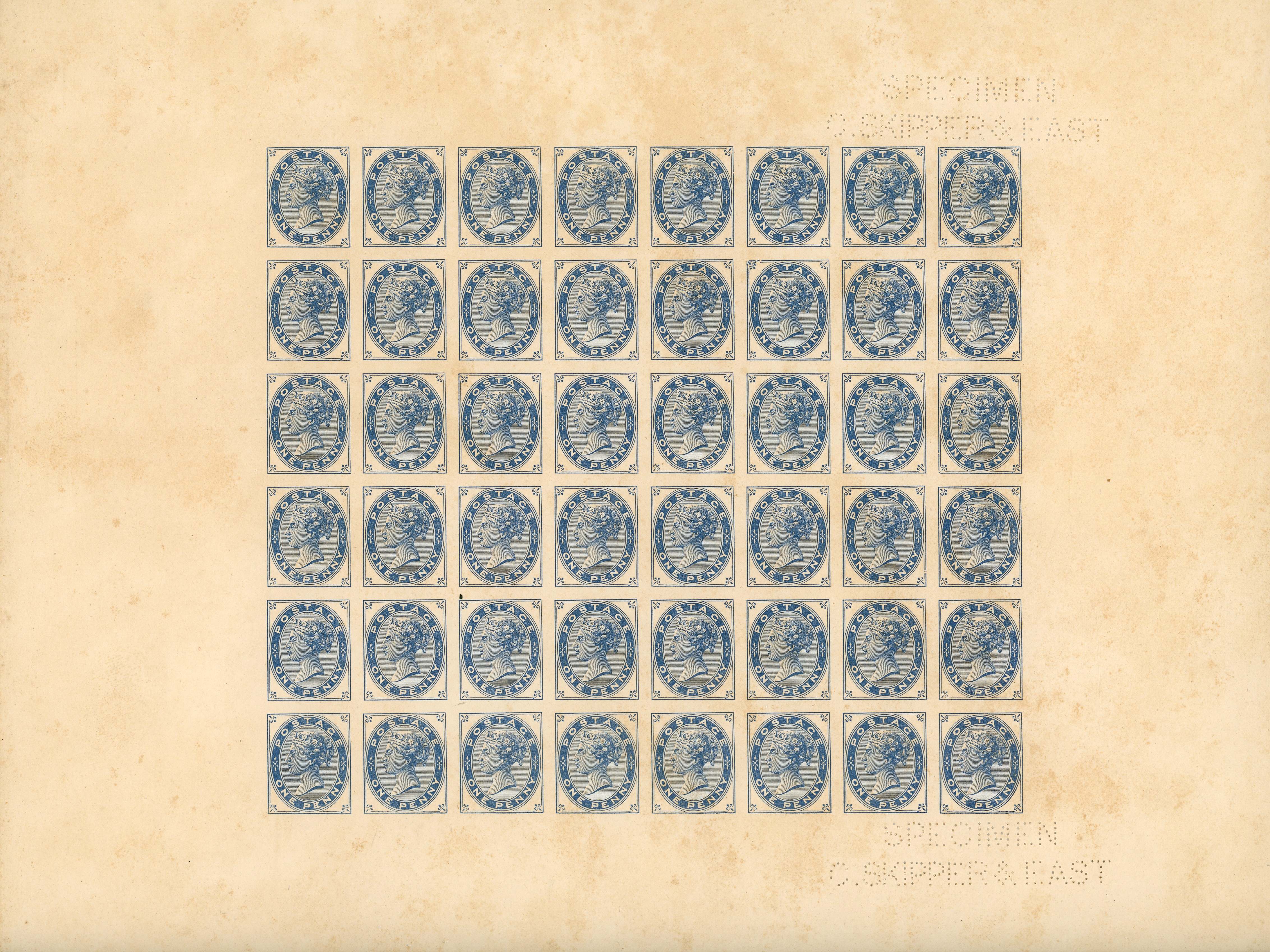 Great Britain 1879-80 Tender Essay: 1d essays Charles Skipper & East sheet 