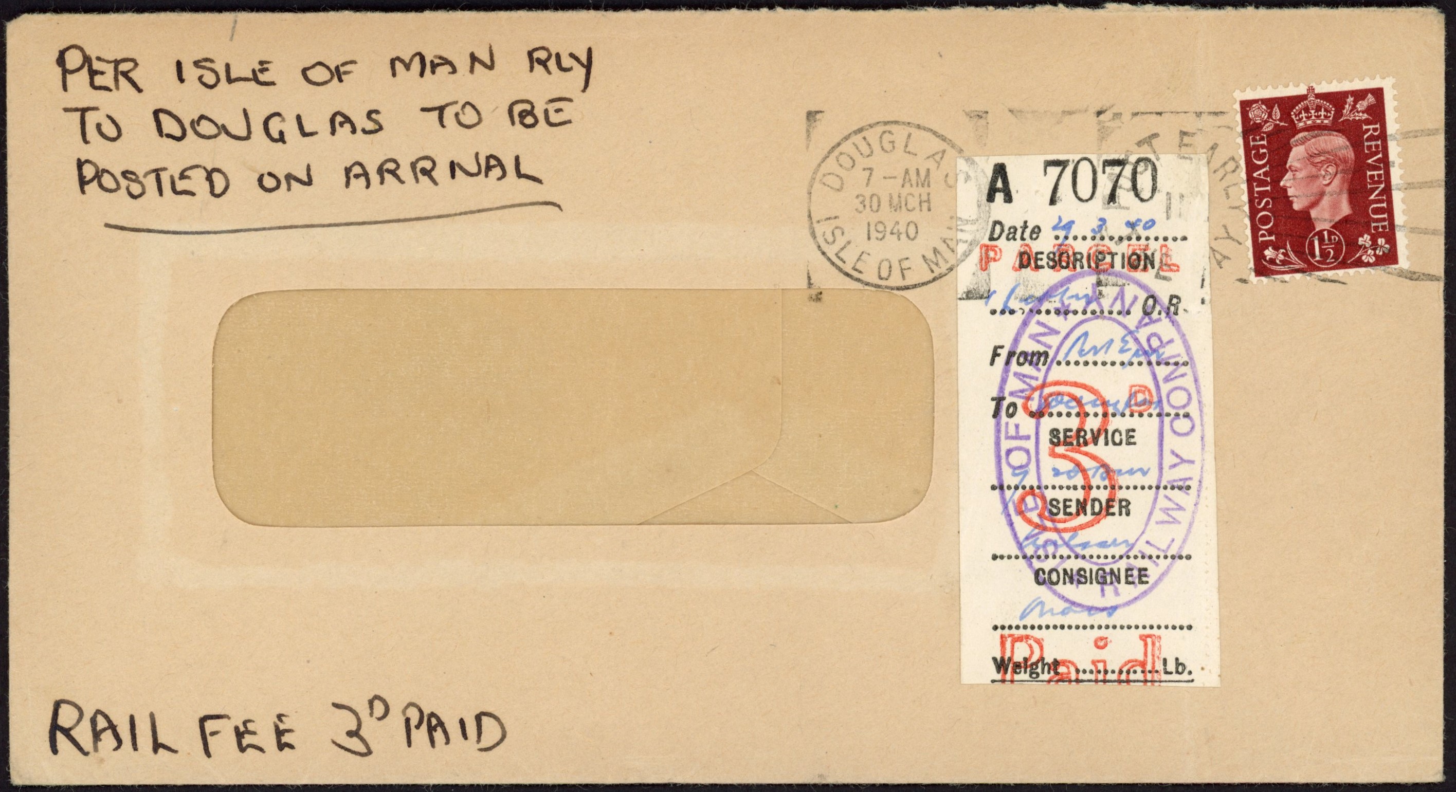 Isle of Man Railway Co 1940 cover
