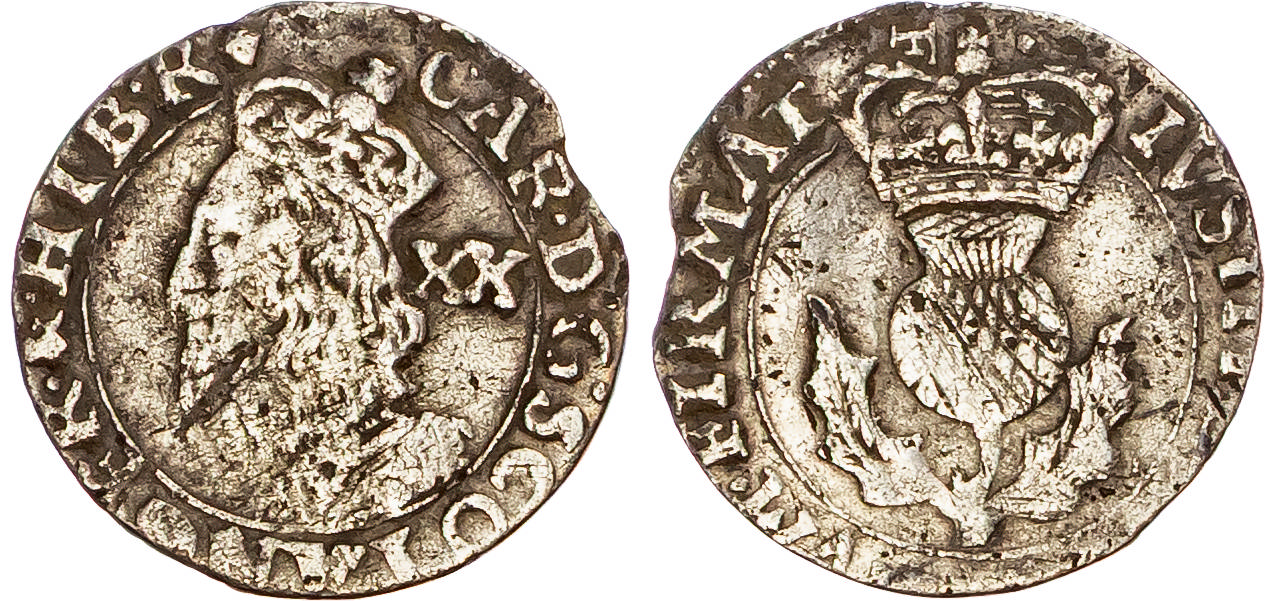 Scotland, Charles I (1625-1649), AR Half Merk, Third Coinage (1637-42), Type IV (Falconer’s Second Issue). 
