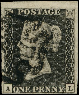 1840 1d grey-black Plate 10 (AL) with clear to very large margins and neat strike of black MC,