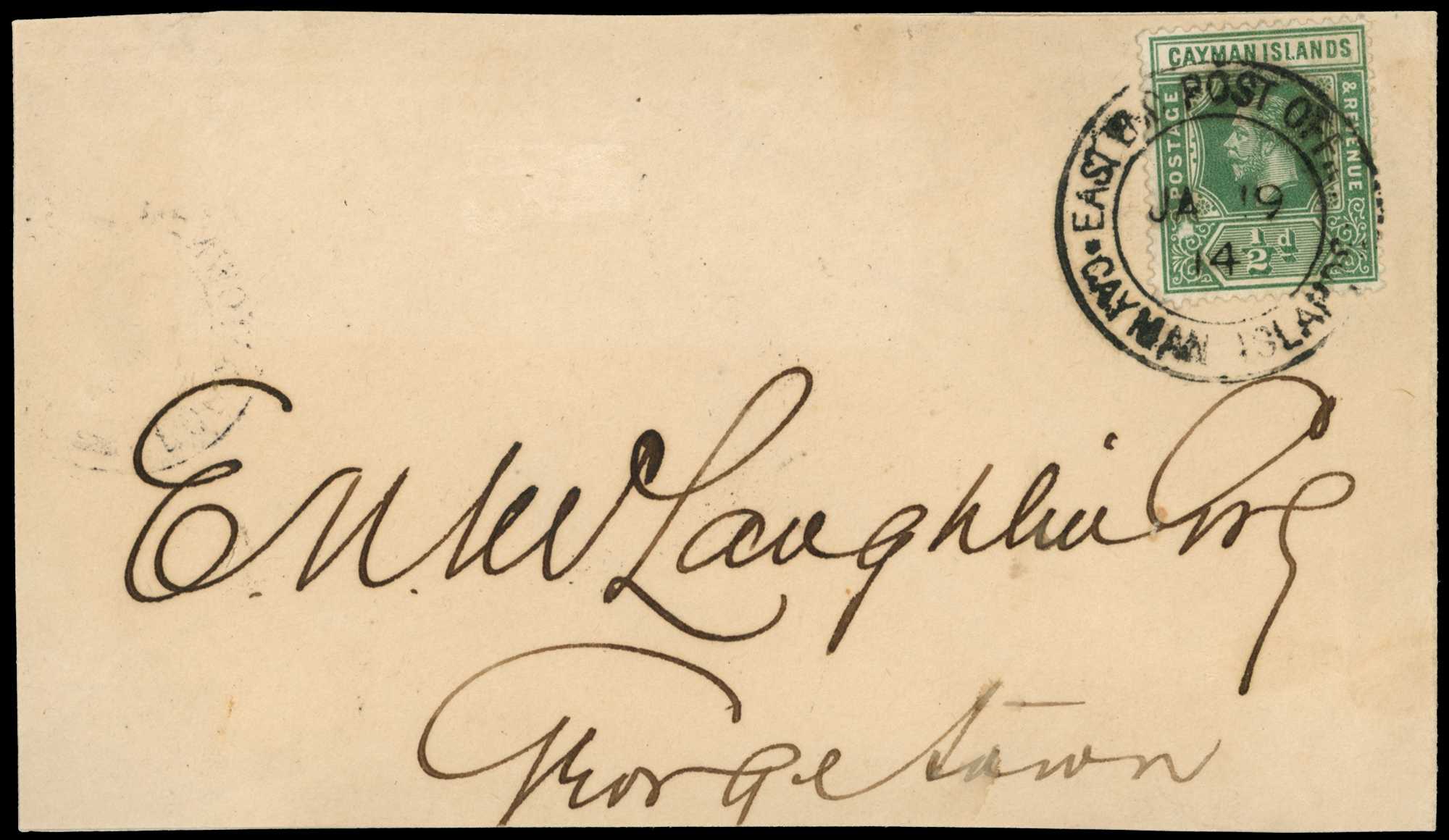 1914 East End (type 2, 19 JA 1914) on ½d...