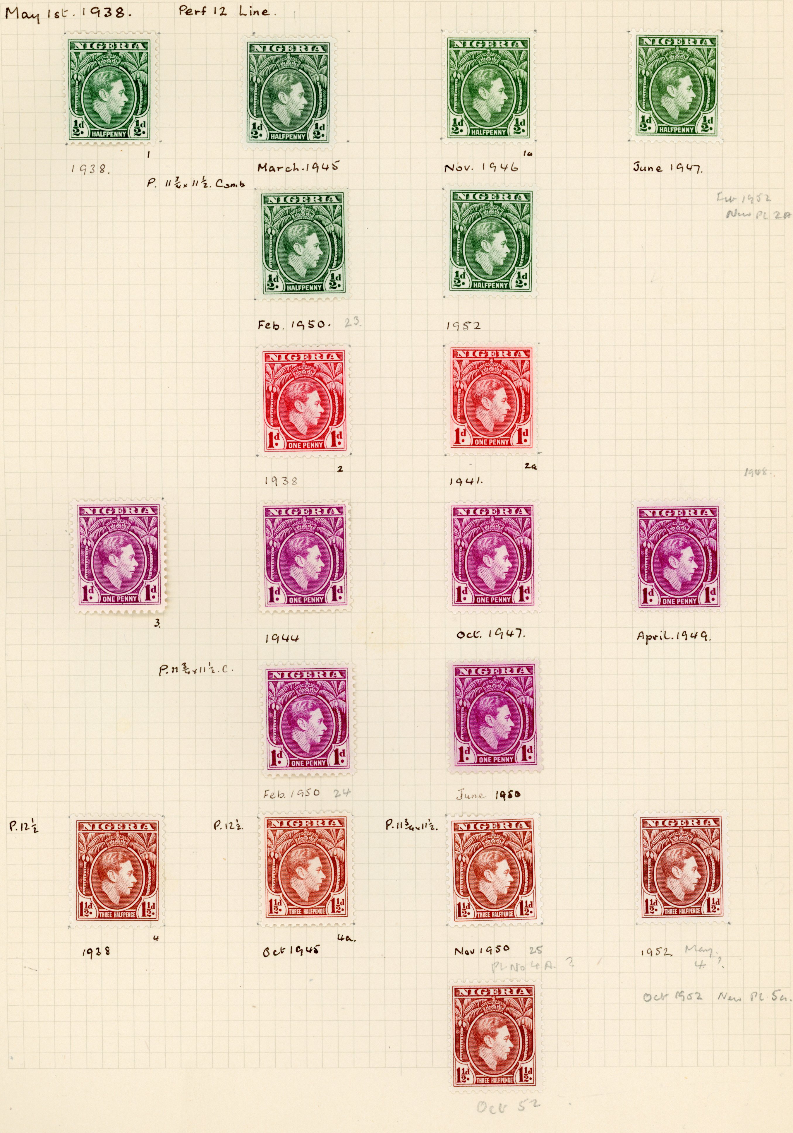 Nigeria KG VI printings collection mint