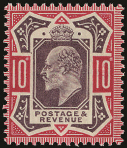Great Britain 1902 10d Slate-purple and carmine (O). Very fine unmounted o.g. example printed by DLR. Spec M42(2).…