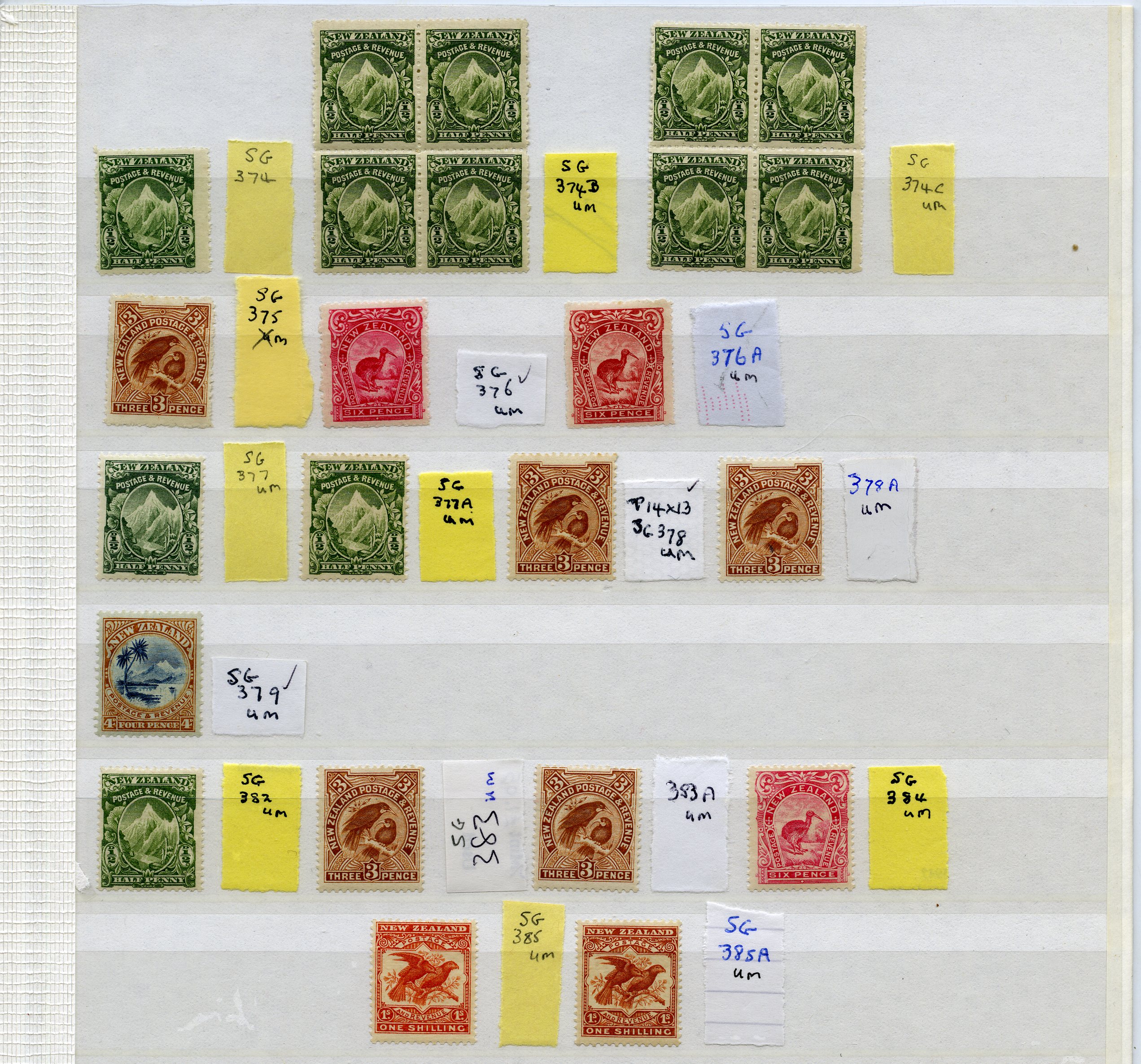 1907-8 ½d - 1/- Cowan paper, Single...