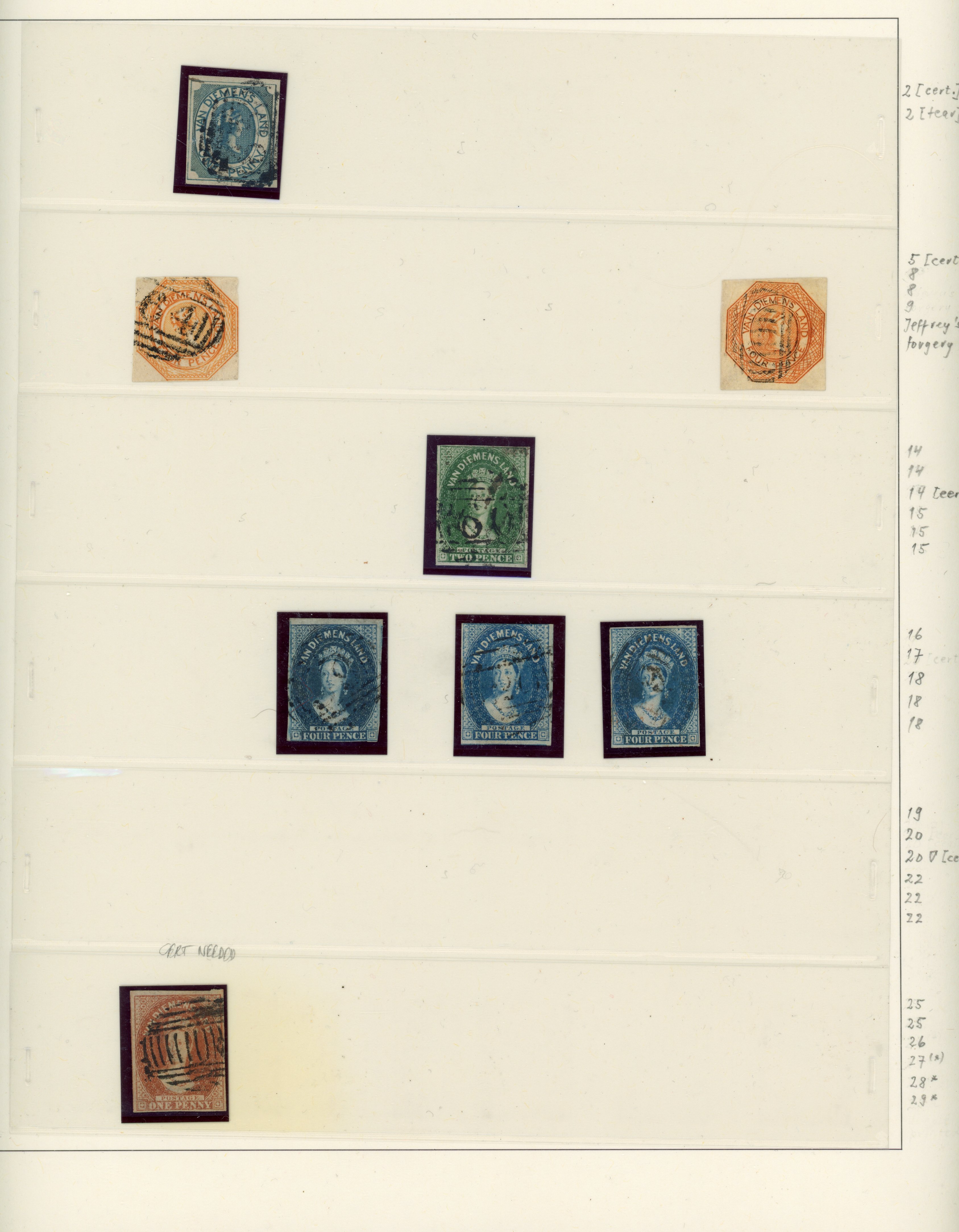 Tasmania 1853-91 Chalon Head balance collection