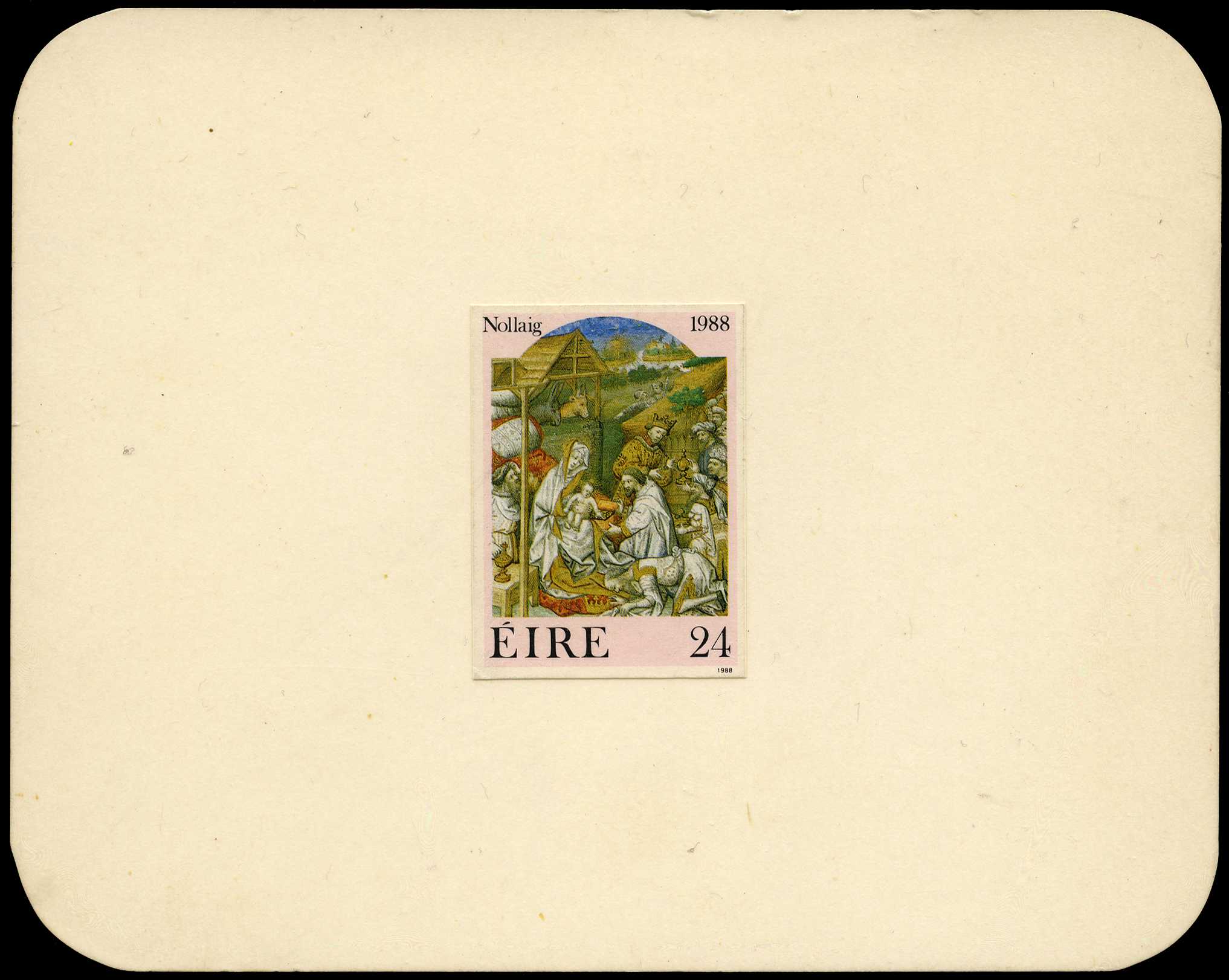 1988 Christmas 24p imperf proof mounted on...