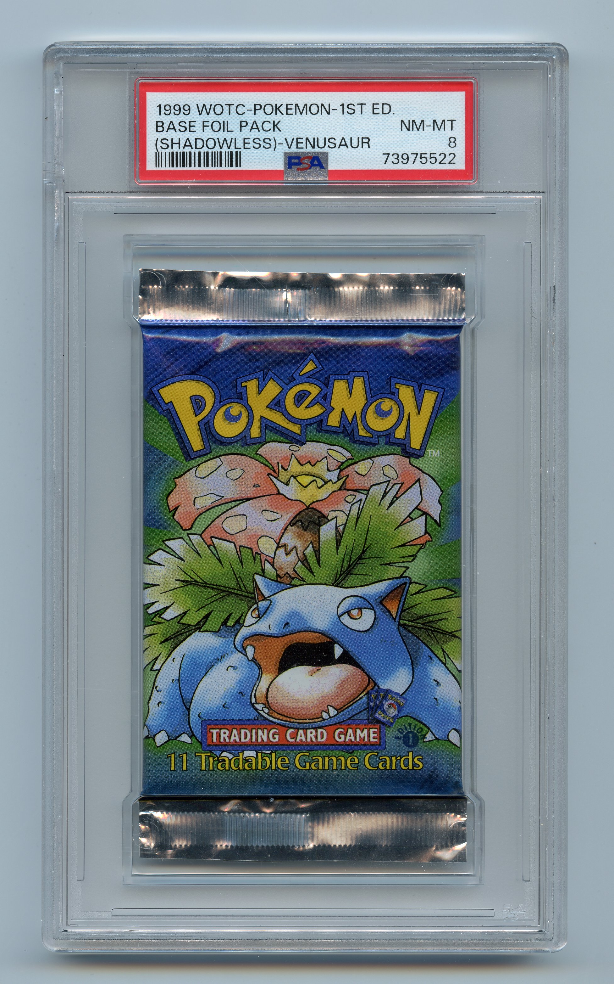 PSA 8 Base Set 1st Edition Shadowless Booster Pack - Venusaur Artwork