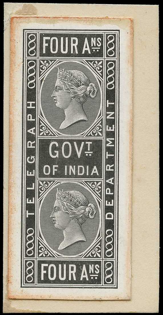 Telegraph. 1869 4a Die Proof in black on...