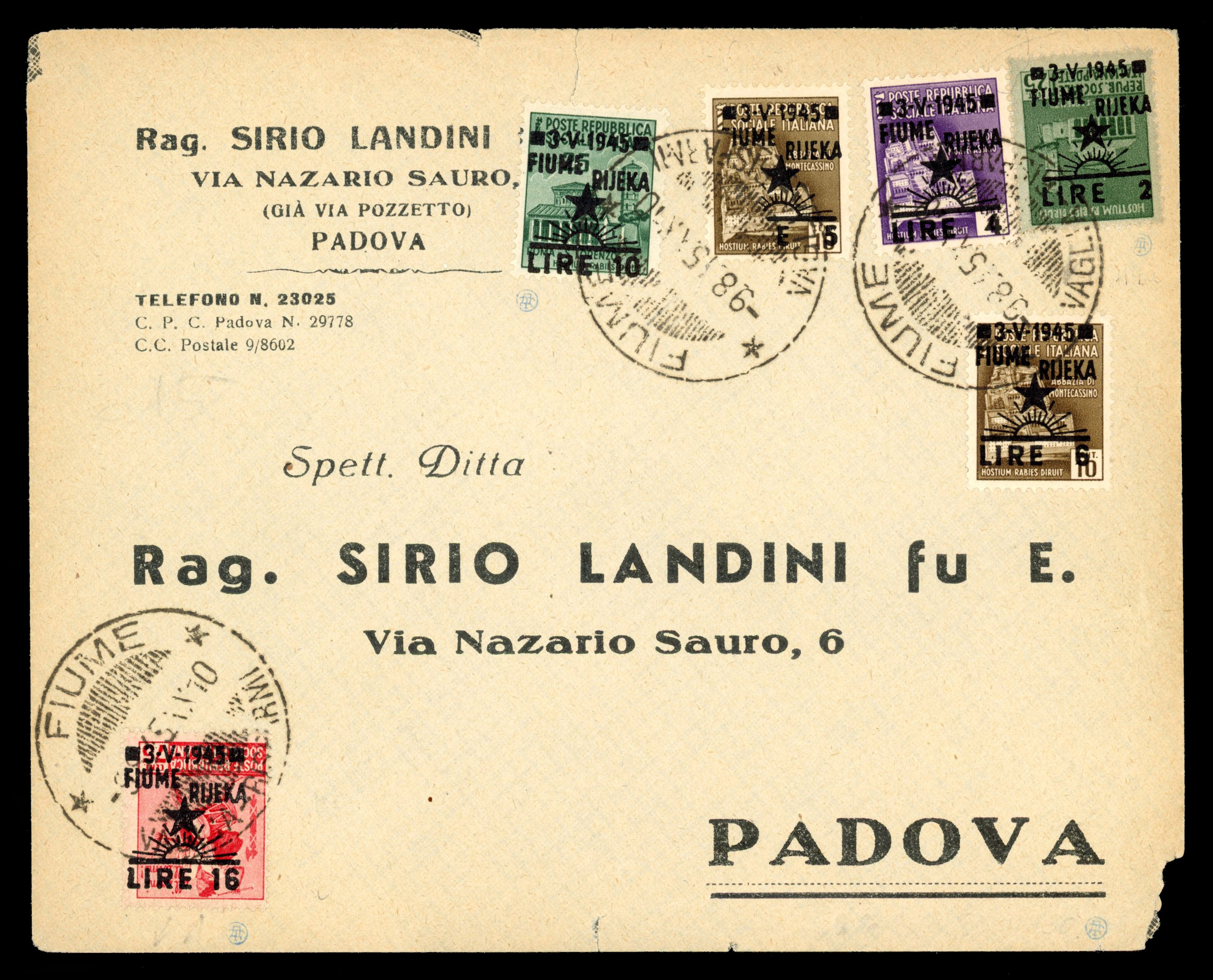 Italy Venezia Giulia 1945 Yugoslav Occupation of Istria cover with inverted ovpt