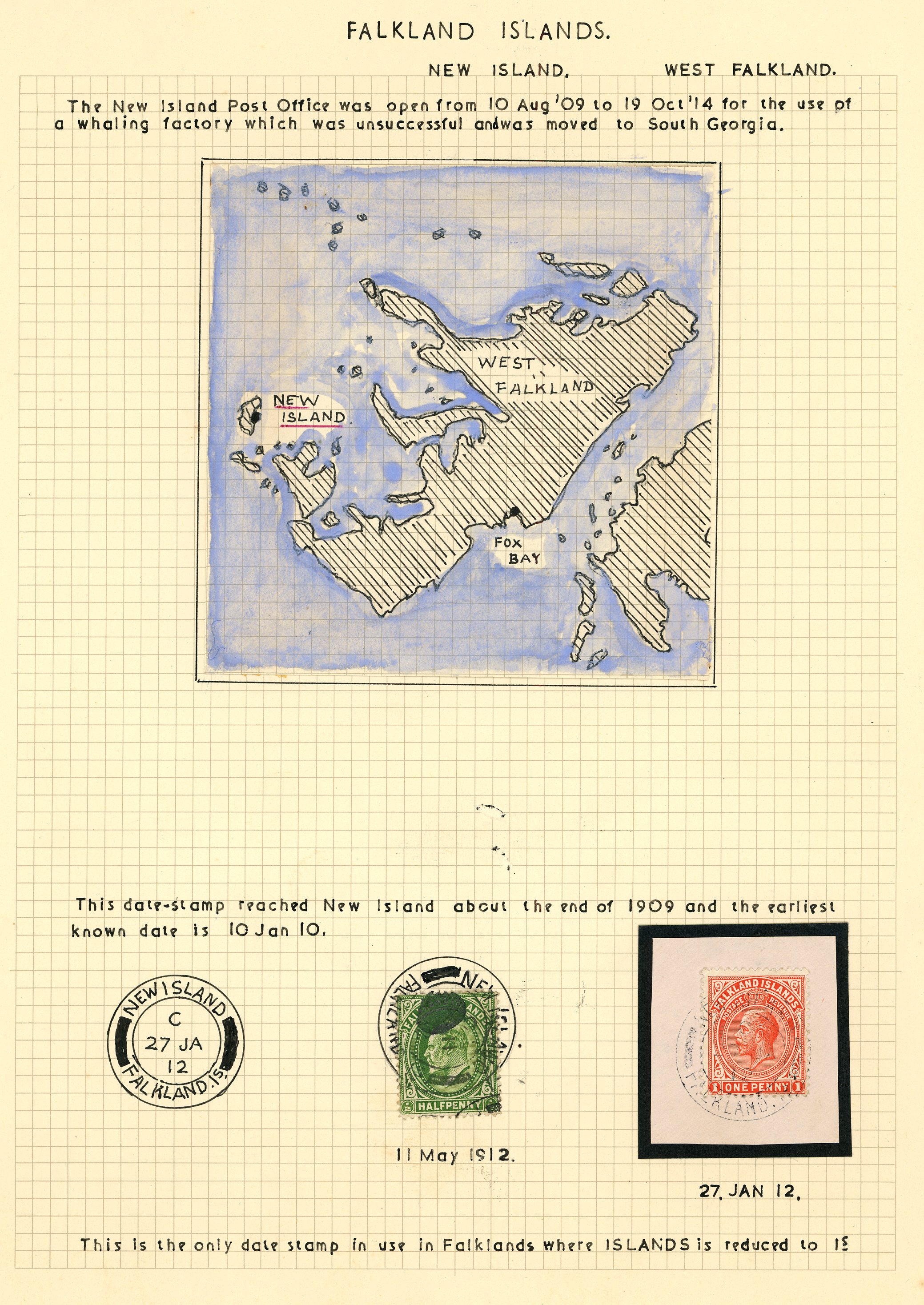 Postmarks. HMCS Afterglow two full strikes on piece (one stained) and part on a single 1d