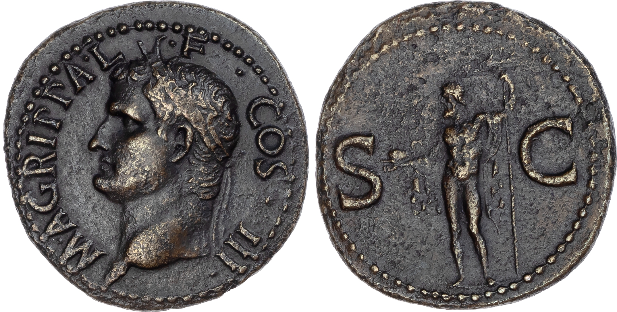 Agrippa (d. 12 BC) AE As, mint of Rome, struck under Caligula, AD 37-41, 11.29g. 