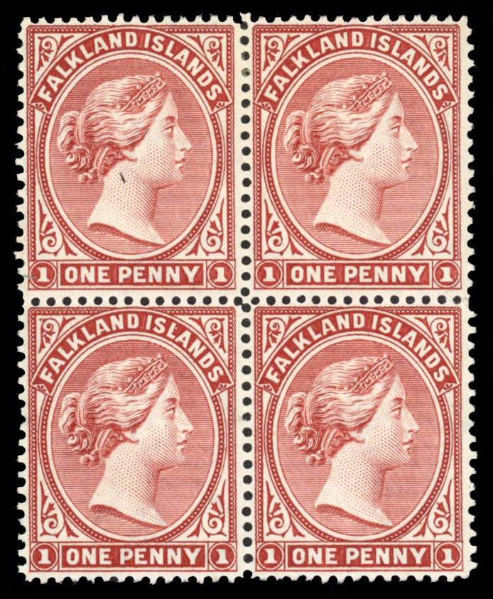 SG 21x 1894 1d claret watermark reversed block mint