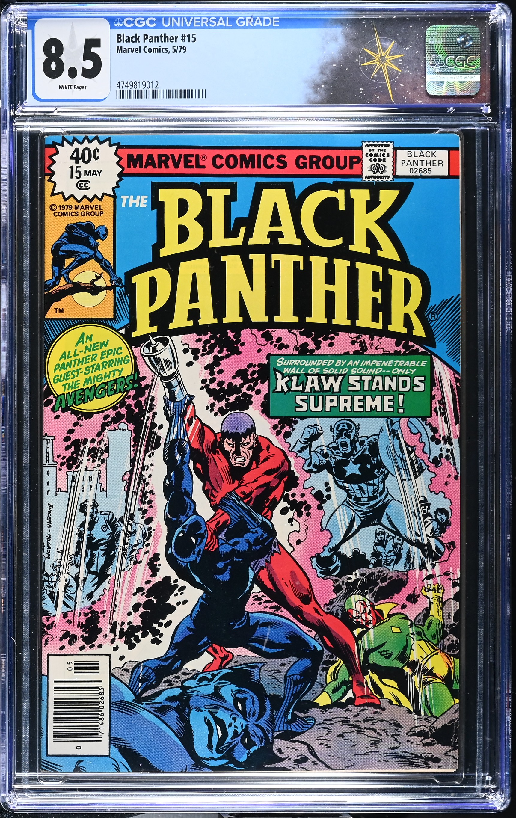 Black Panther #15 CGC 8.5 Final Issue of Volume 1 (Marvel Comics, 1979) White Pages