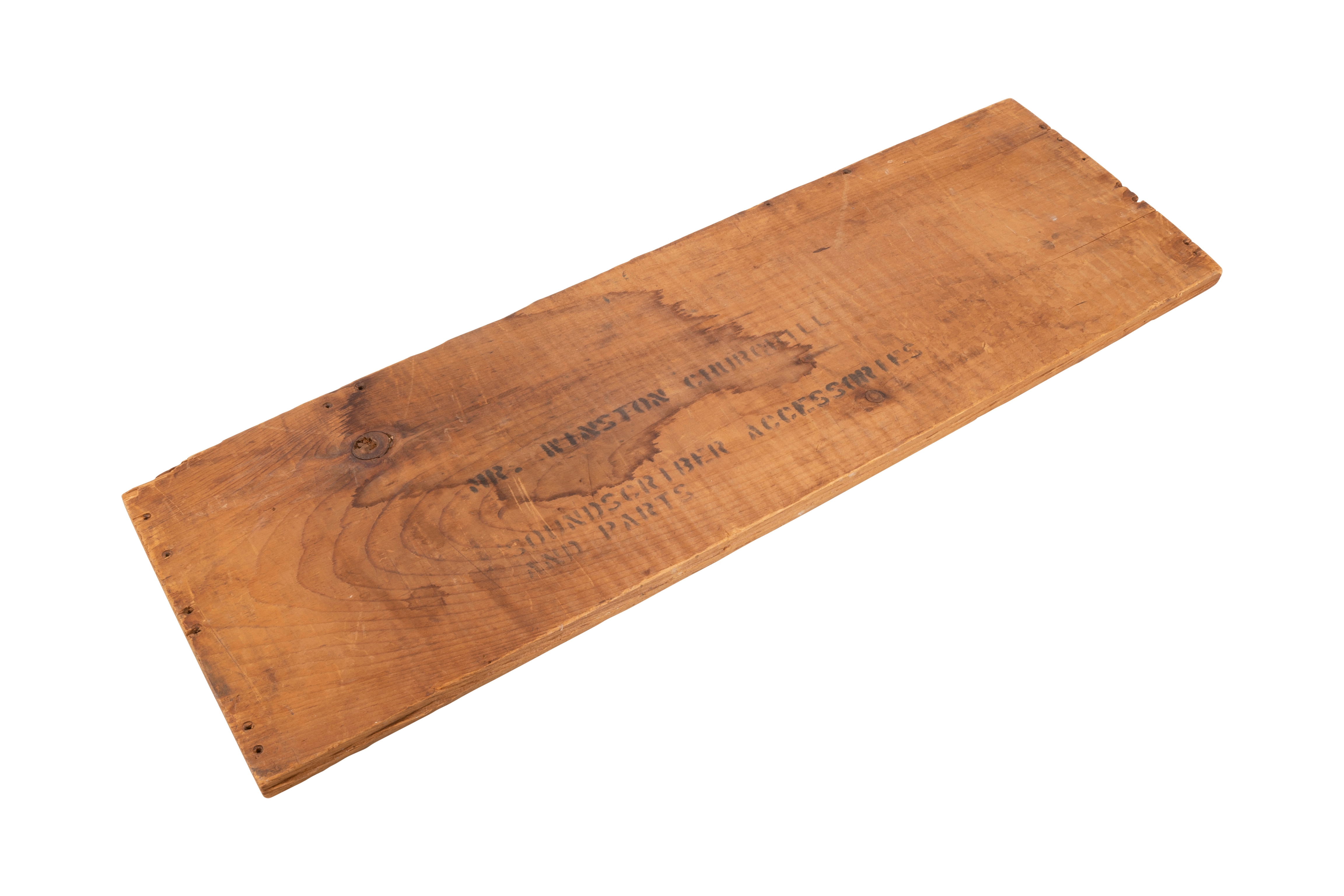 Packing Case Lid for Soundscriber Accessories and Parts - Addressed to Mr. Winston Churchill