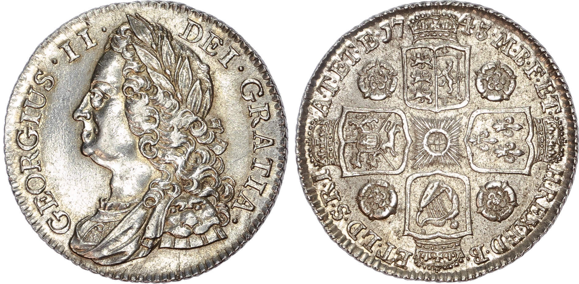 George II (1727-1760) Shilling, 1743.