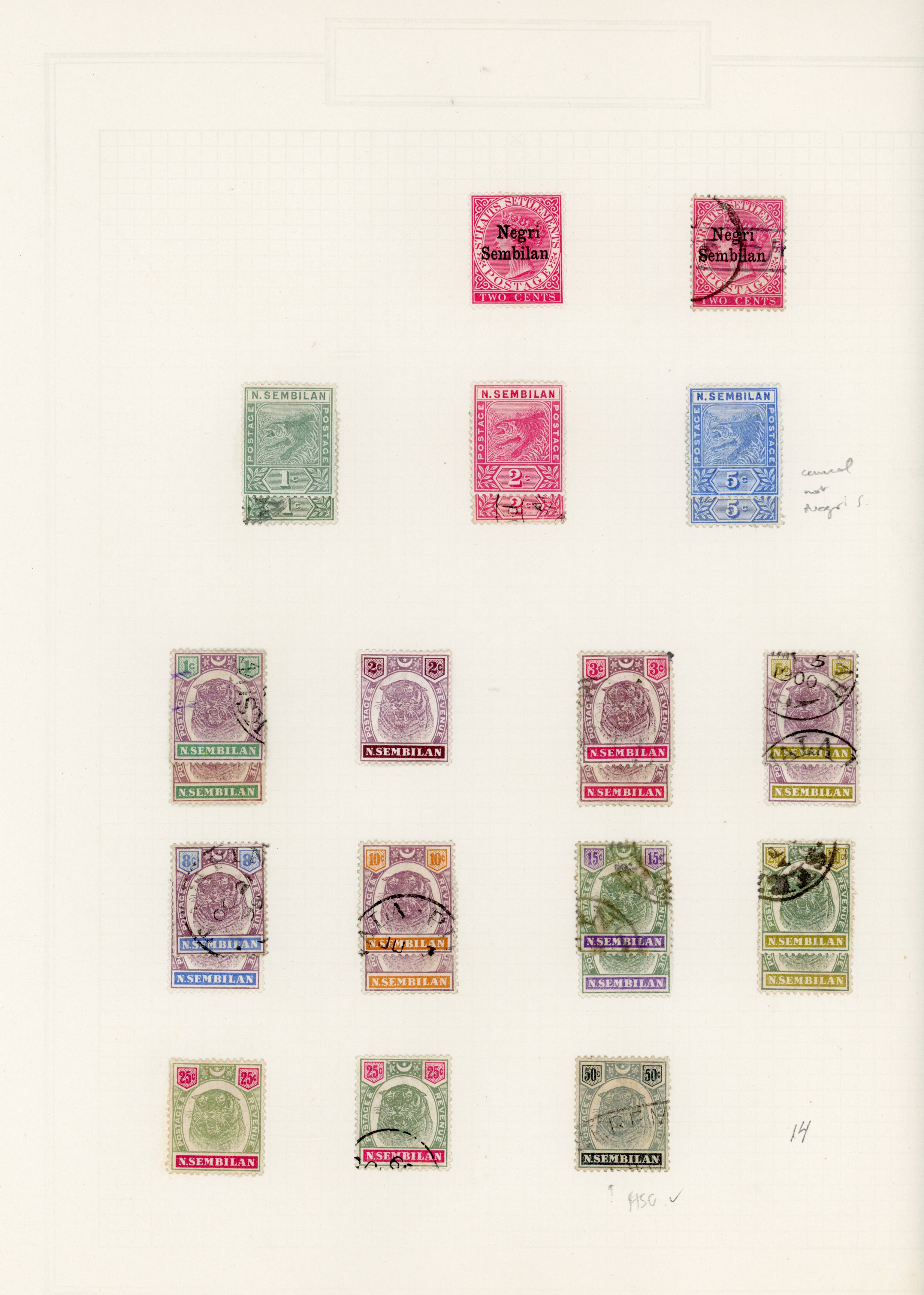 Malaya - Negri Sembilan 1891-1968 collection on leaves