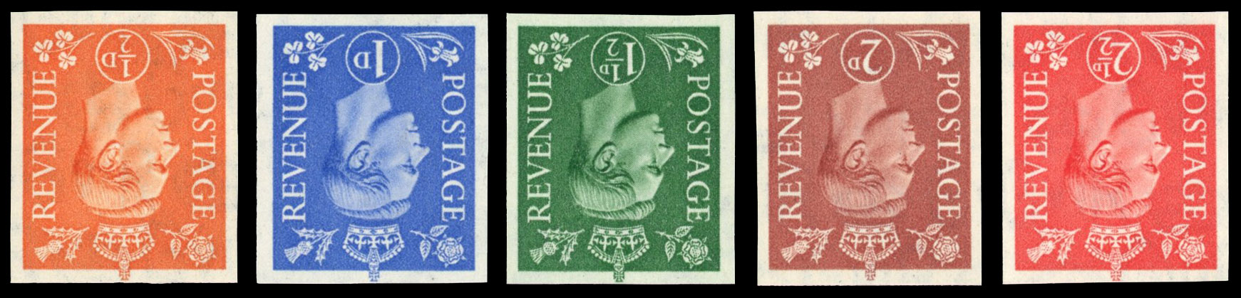 Great Britain 1950 ½d-2½d, Set of Five, BPMA Imprimatur, SG 503/7wi