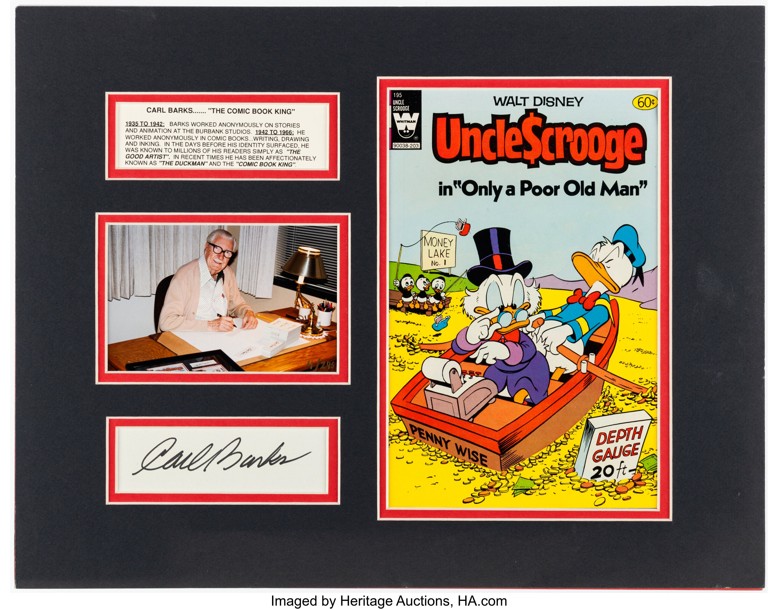 Carl Barks Signed Card Limited Edition Framed Set 113 of 245 (Grandey & Morby Productions)