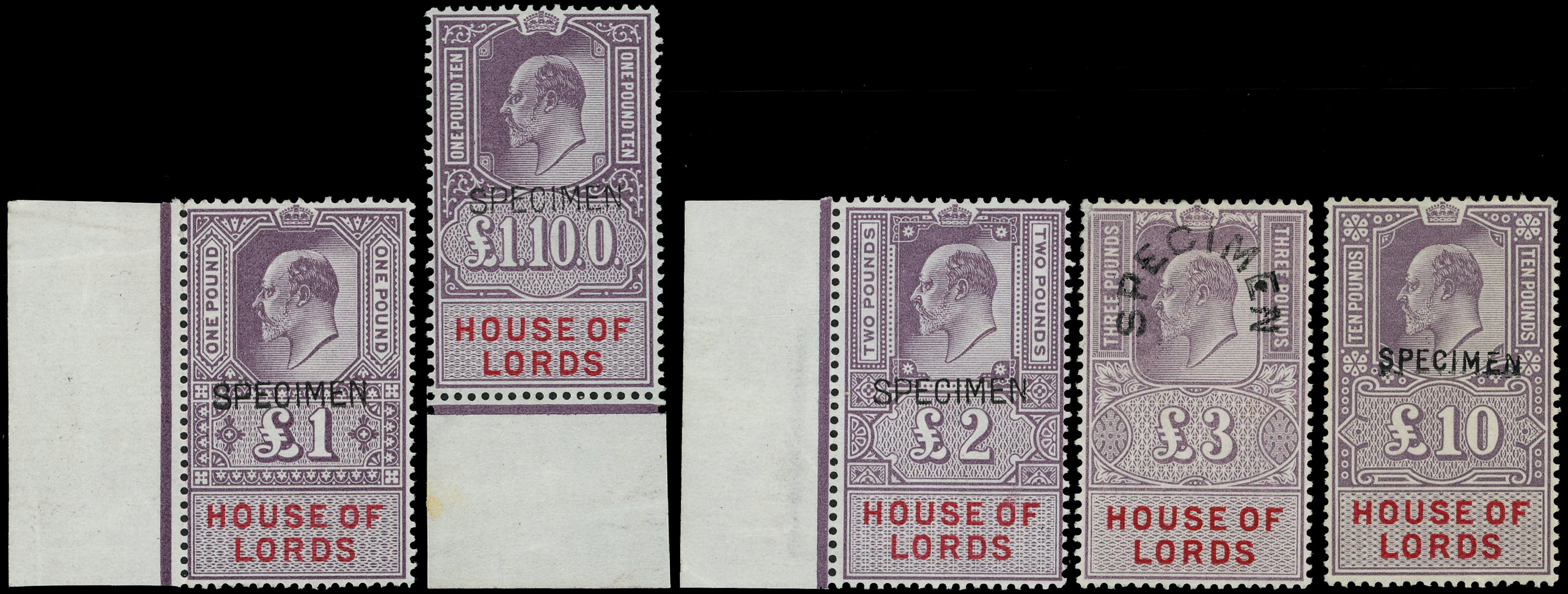 Gb House of Lords KEVII Specimen set Complete