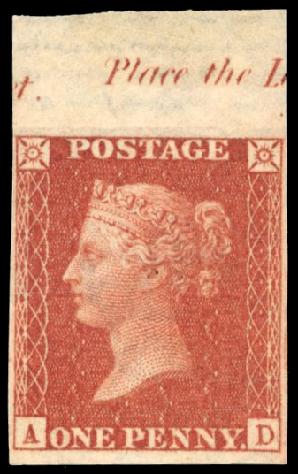 GB 1856 1d red Die II Plate 56 AD imprimatur SG 29