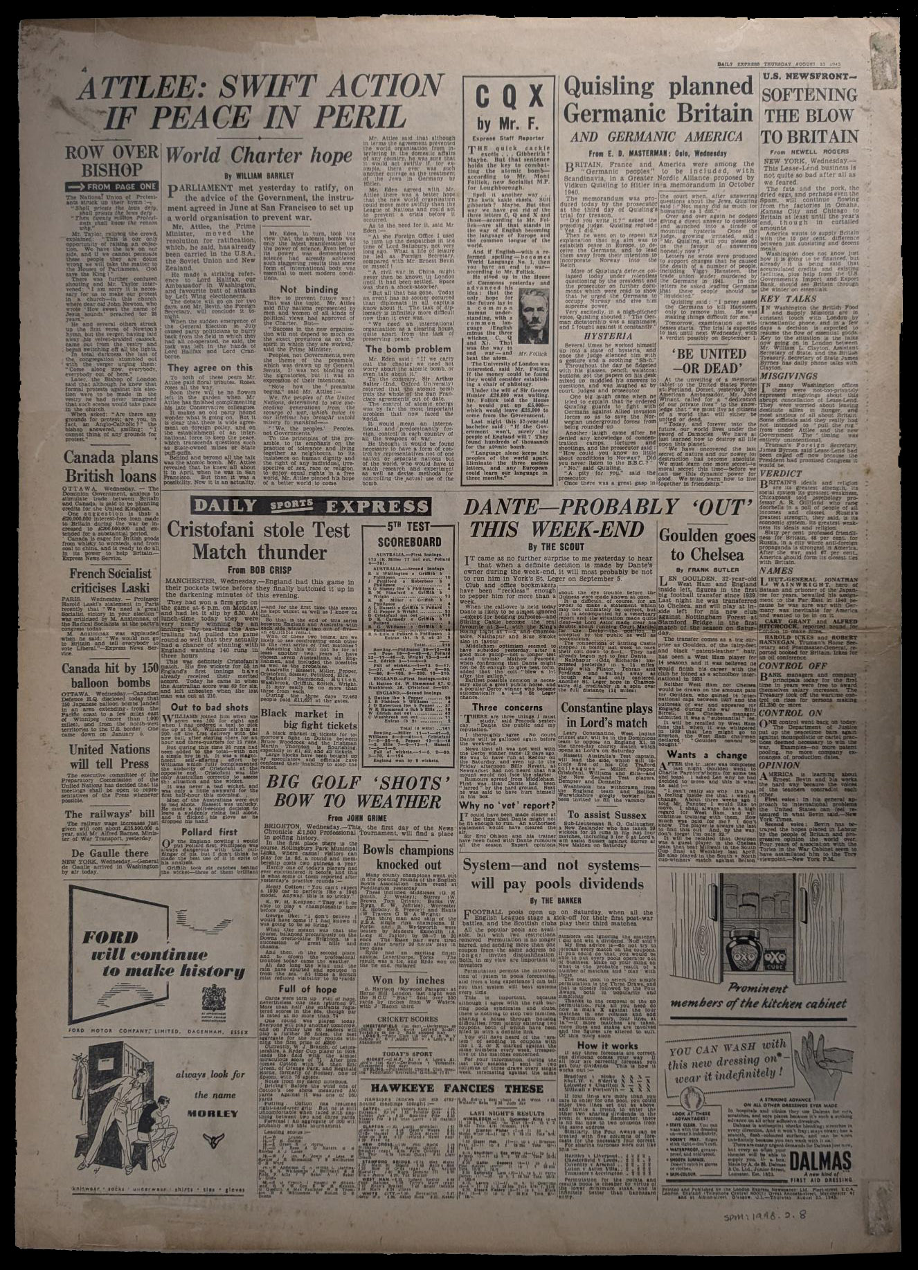 1942-45 three newspapers comprising Daily Mirror and Daily Express