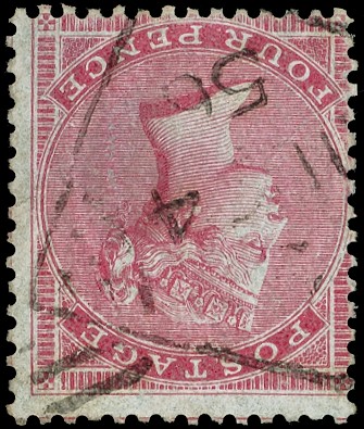 1856 4d Carmine (Wmk. Inverted, Medium garter) 