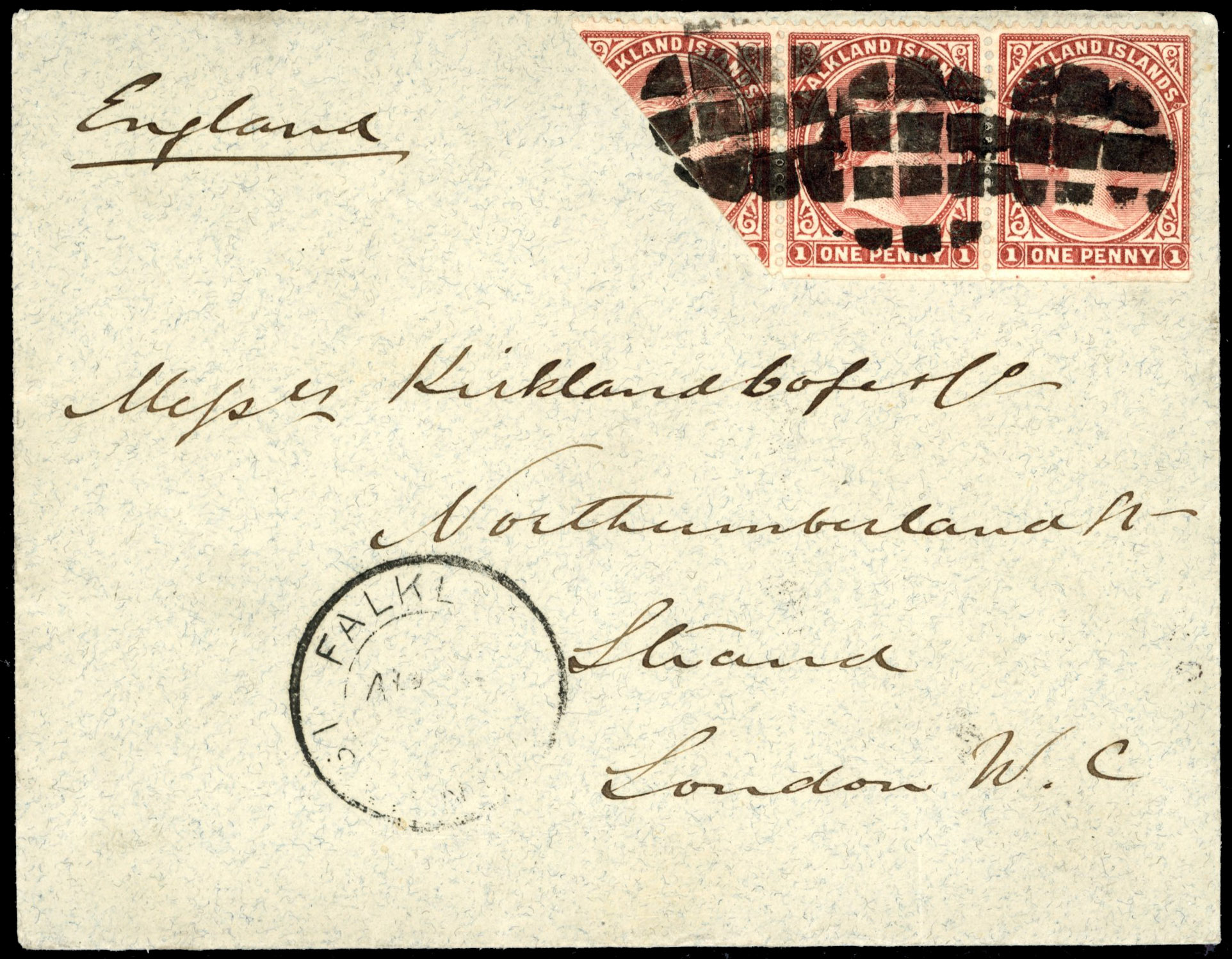 Falkland Islands SG 8, a 1891 cover to London