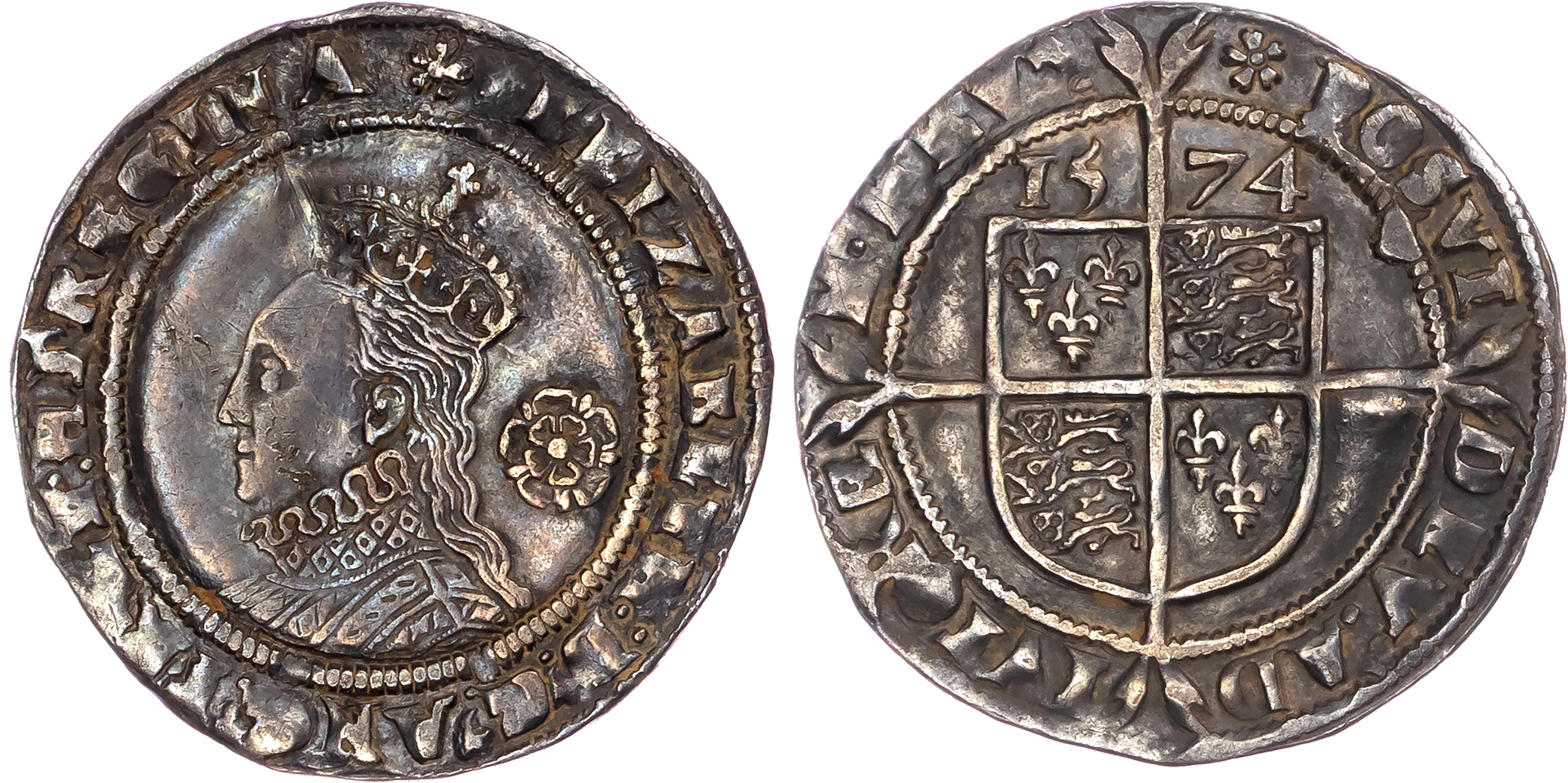 Elizabeth I (1558-1603). AR Sixpence 3.02gm.,1574, Tower (London) mm: eglantine.