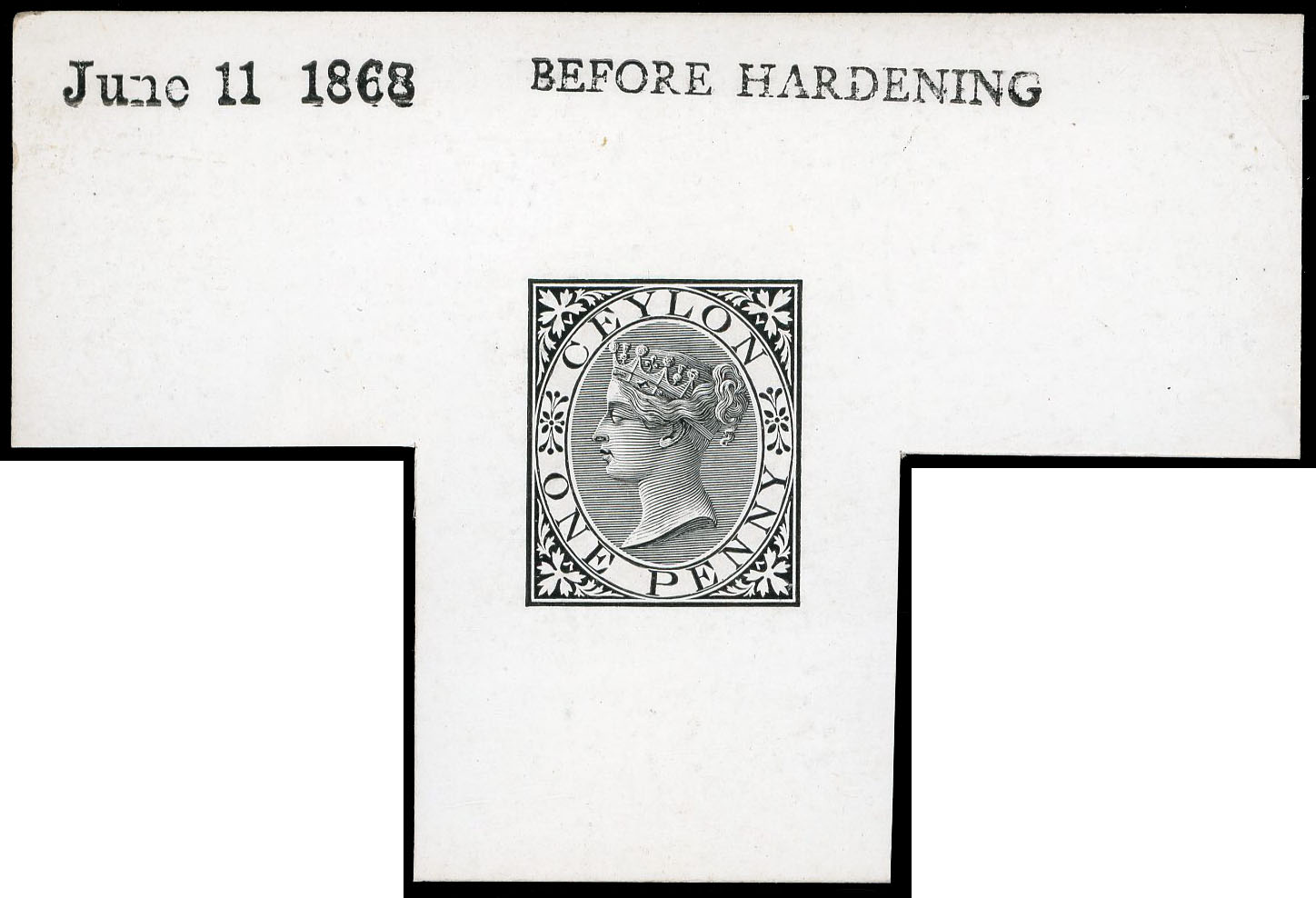 Ceylon 1d die proof SG 61var