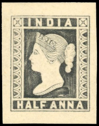India 1890 ½a essay with Crosses in upper corners
