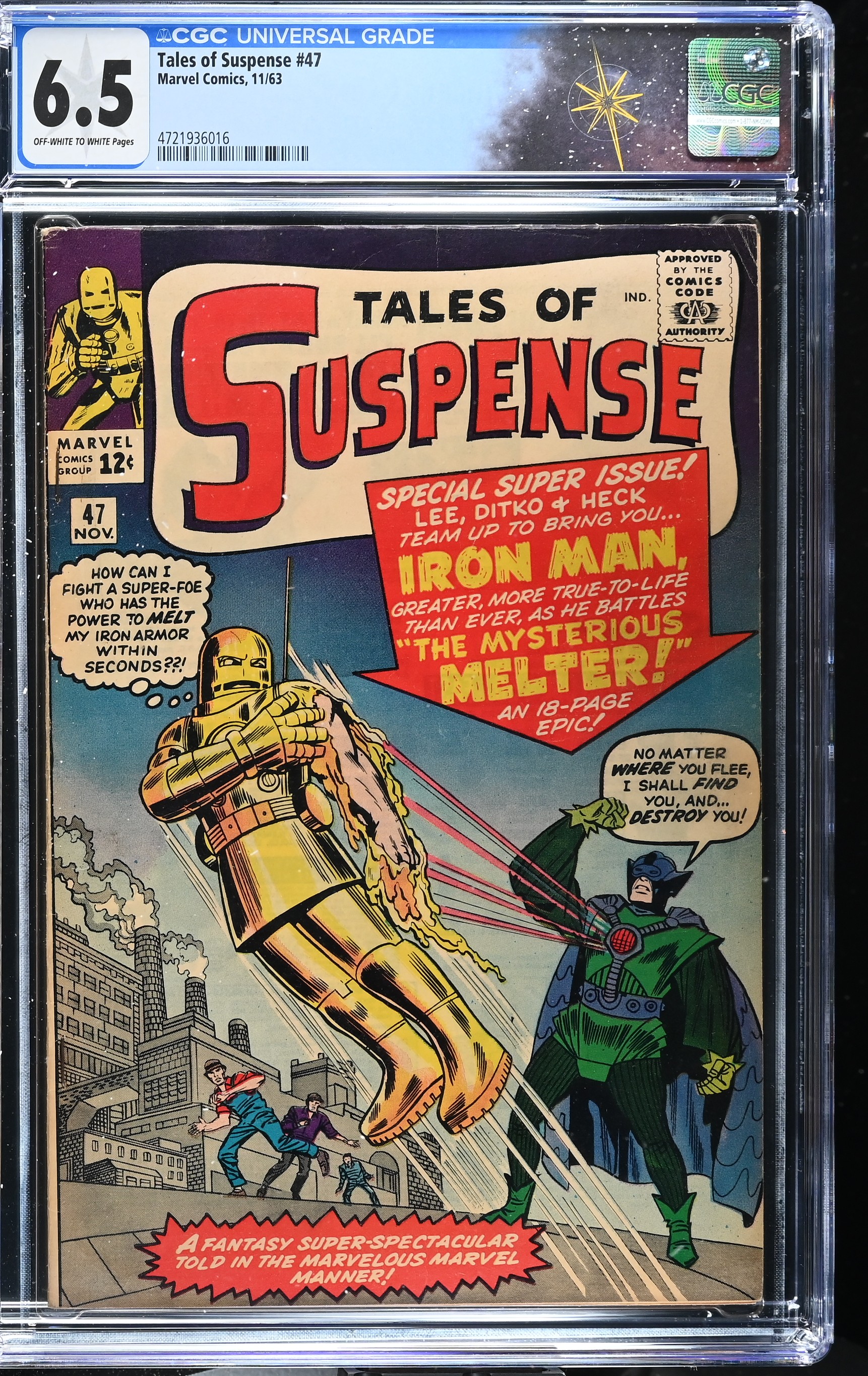Tales of Suspense #47 CGC 6.5 Origin & 1st Appearance of Melter, Kirby Cover (Marvel Comics, 1963) Off-White to White Pages