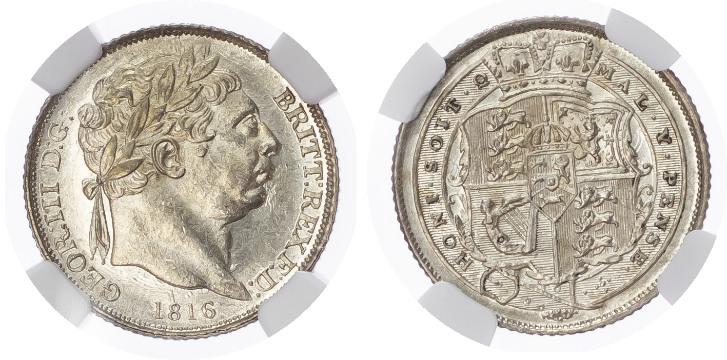 George III (1760-1820), Sixpence, 1816, NGC MS63