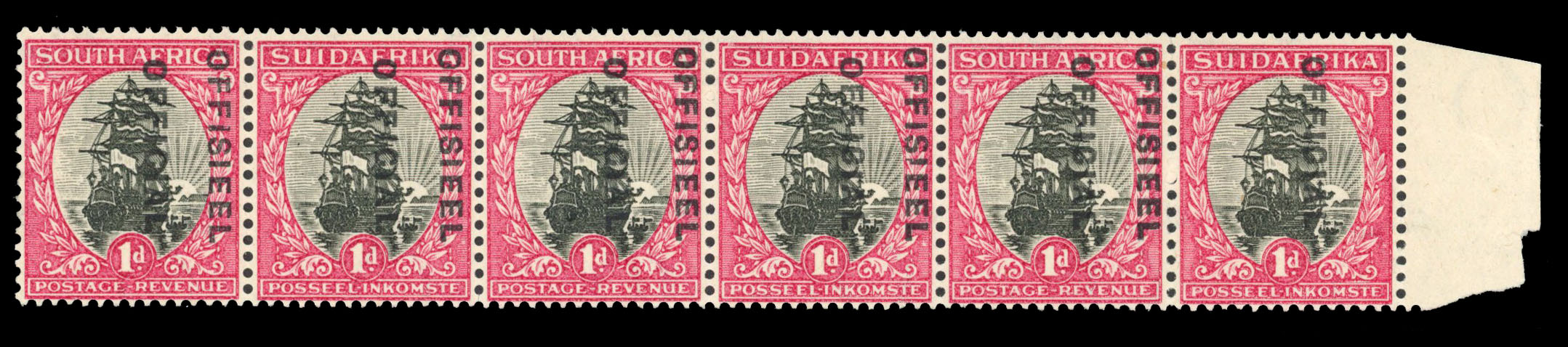 South Africa SG O13cw var strip mint