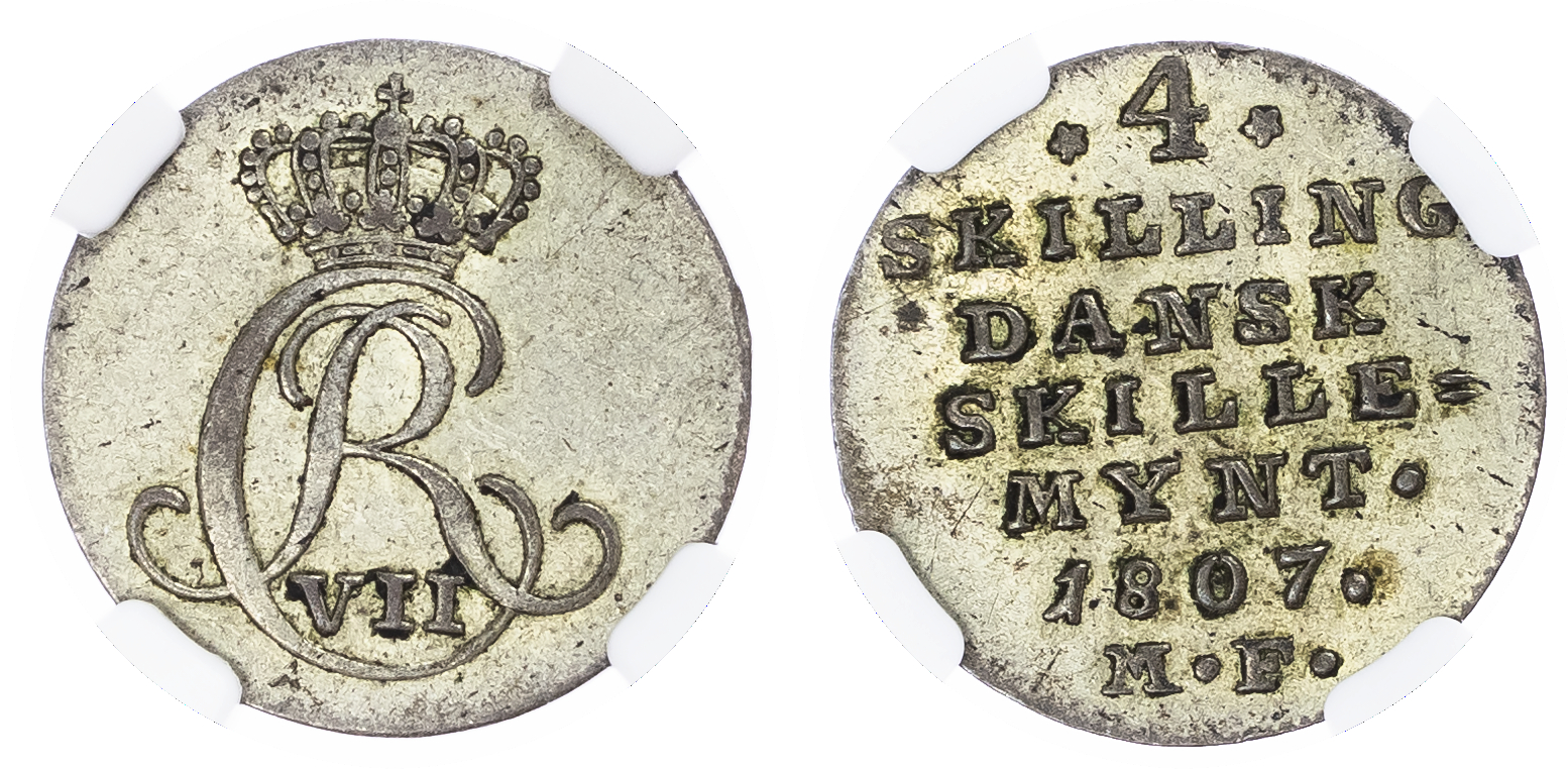 Denmark. Christian VII Bi 4 Skilling Dansk. 1807 MF.
