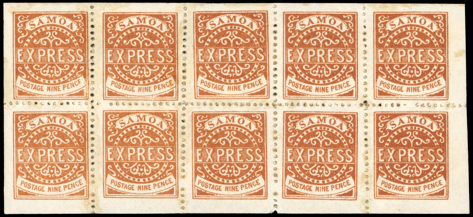 Samoa SG 20 1880 Express 9d perf 12 sheet mint