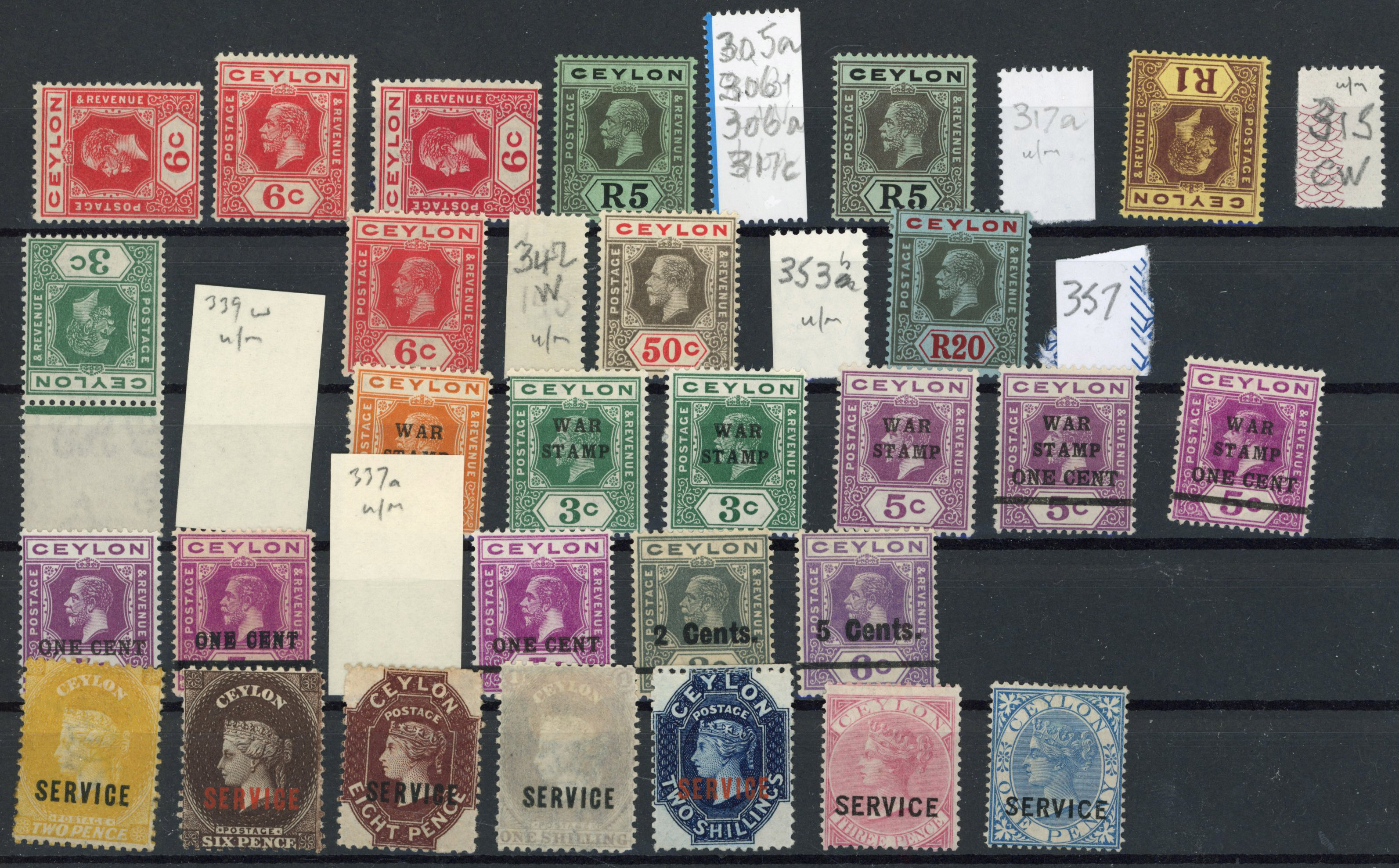 Ceylon 1869-1963 collection mint