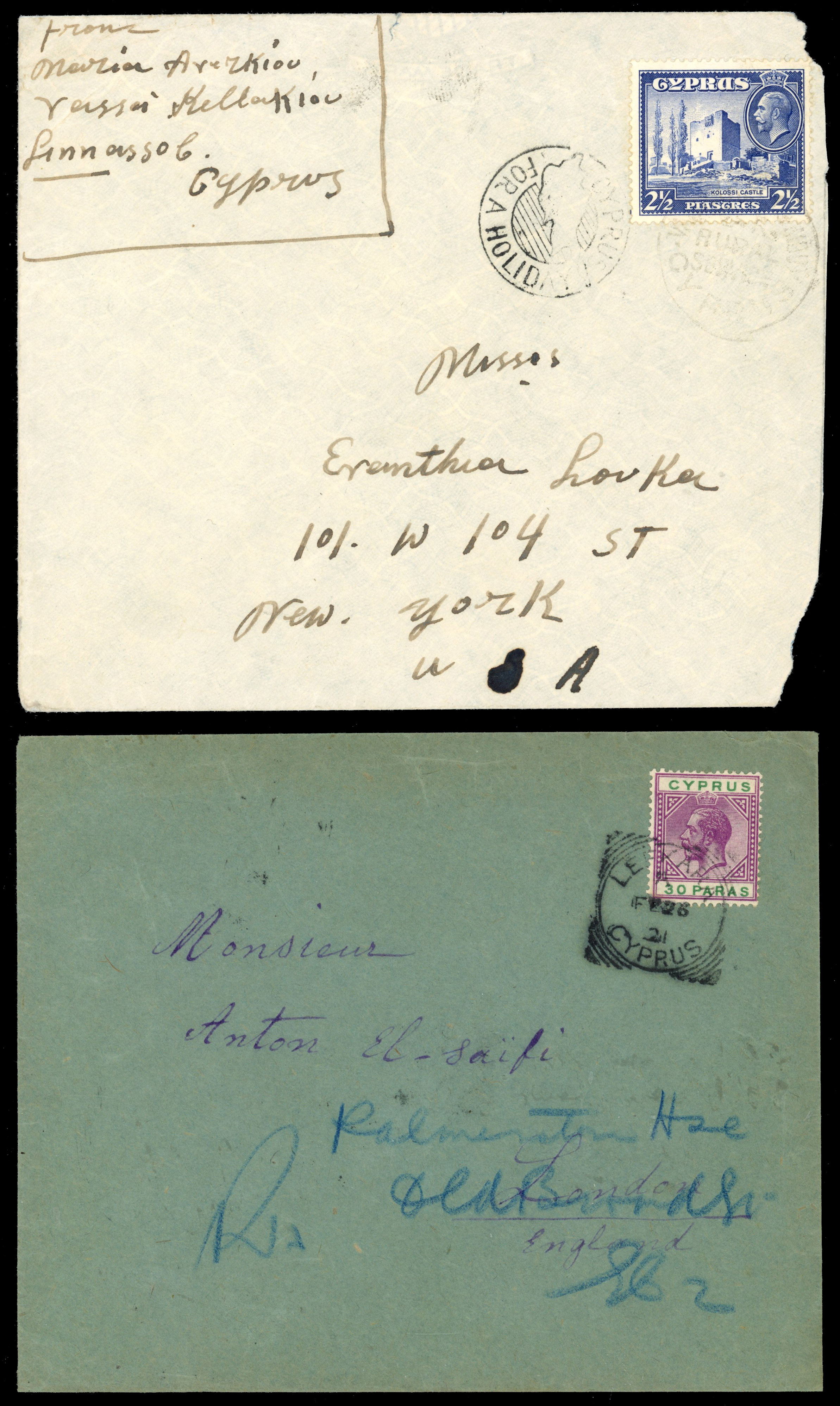 CYPRUS: 1921-39 cover selection