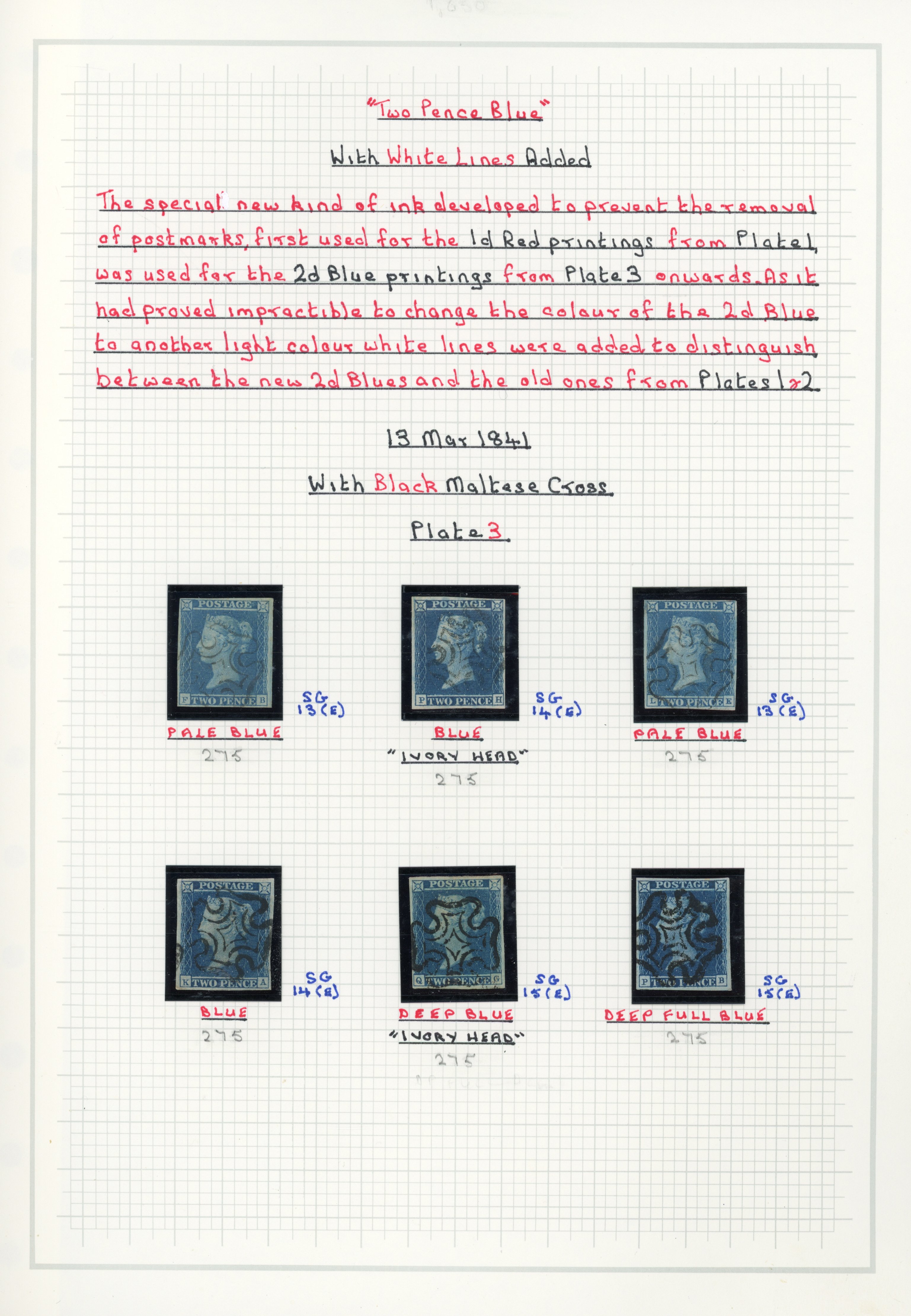 GB 1841-51 2d blue group with better shades and inverted watermark, SG 14/15aa