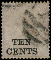 1885 10c on 16c pale violet, watermark Crown CC.  Sound used example, a little faded and slightly stained on reverse.  SG...