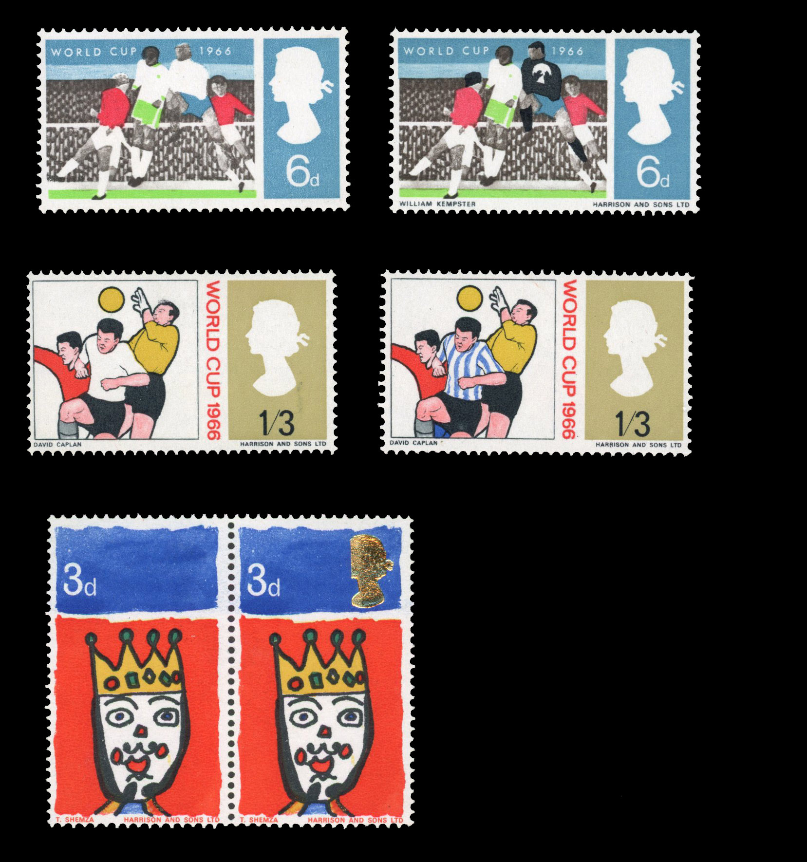 QEII mint varieties including 1966 World Cup ordinary 6d black omitted, 1s3d blue omitted, 1966 Hastings ordinary